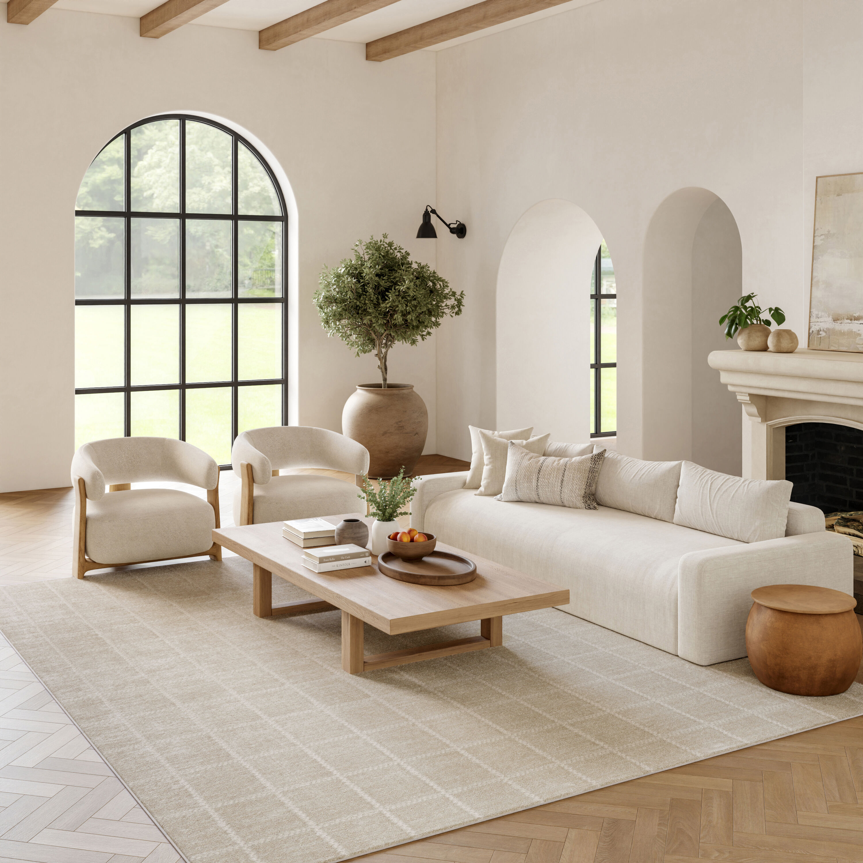 Nourison Home 099446917676 7 x 9 (ft) Loomed Synthetic Ivory Cream Rectangular Indoor Area rug