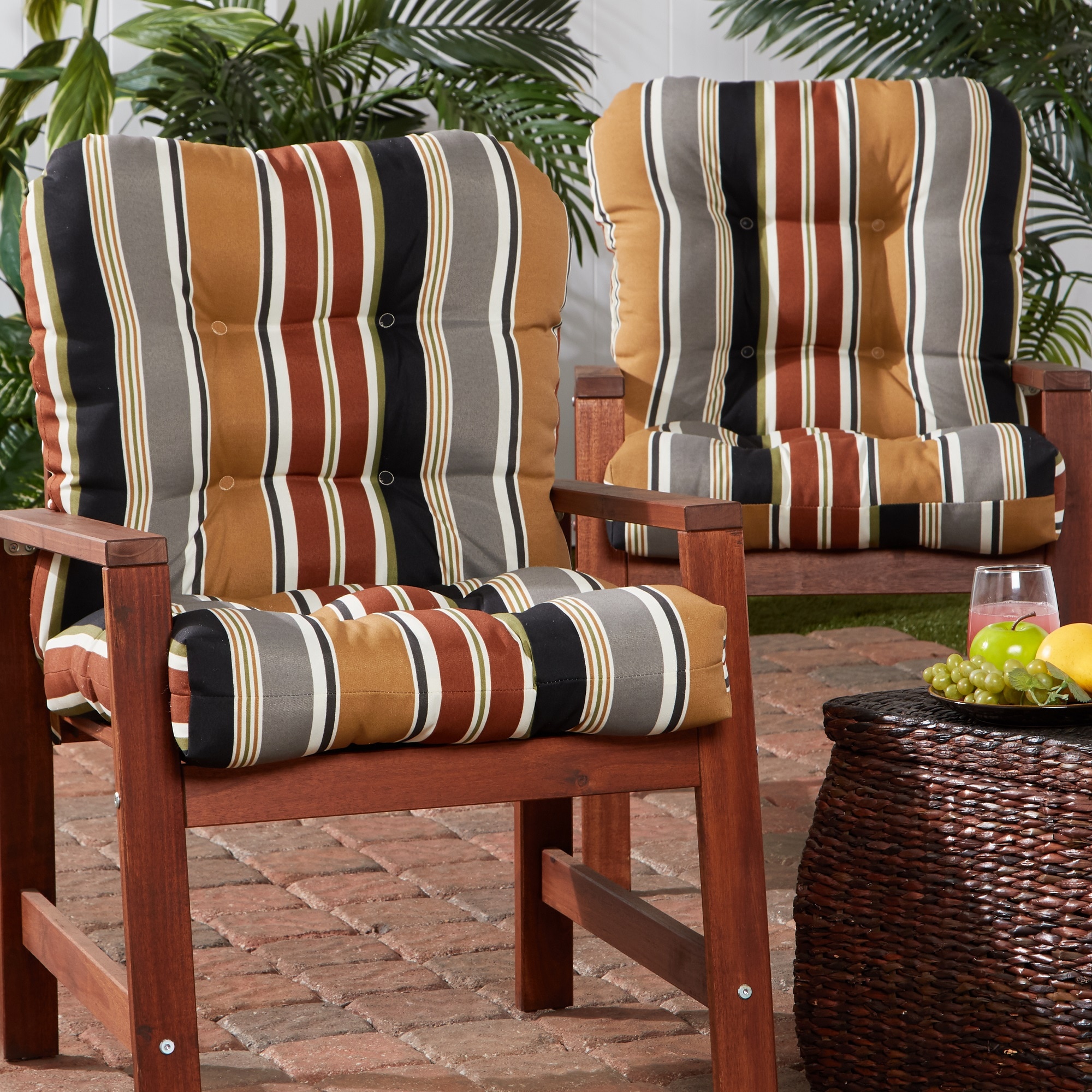 Greendale Home Fashions 21-in x 21-in 2-Piece Brick Patio Chair Cushion ...