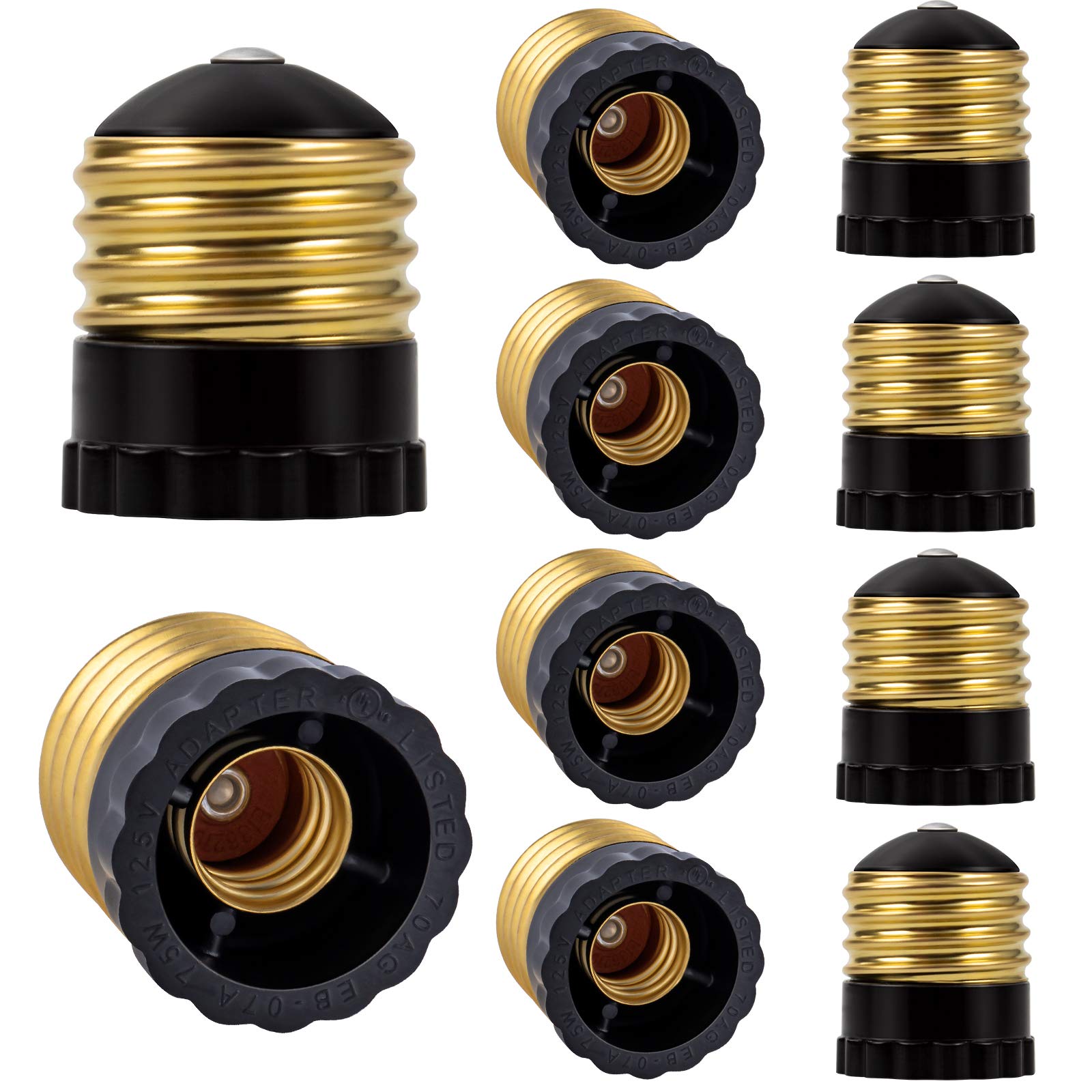 AOIZGMY  E26 to E12 Socket Adapter Black Standard Medium Base to Candelabra Base Light Socket Converter Bulb Adapter 10 Pack