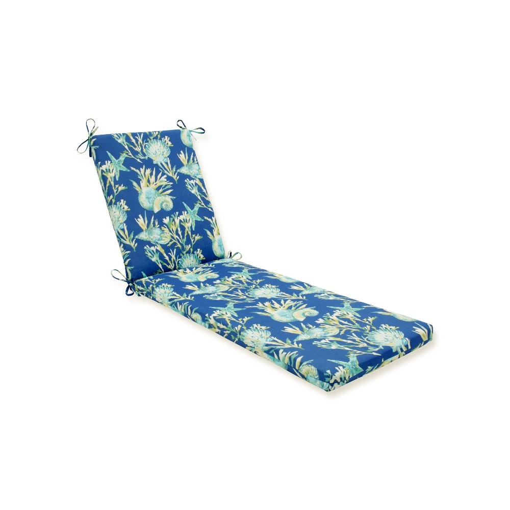 Pillow Perfect 615479 Daytrip Pacific 80-in x 23-in Blue Patio chaise lounge chair cushion