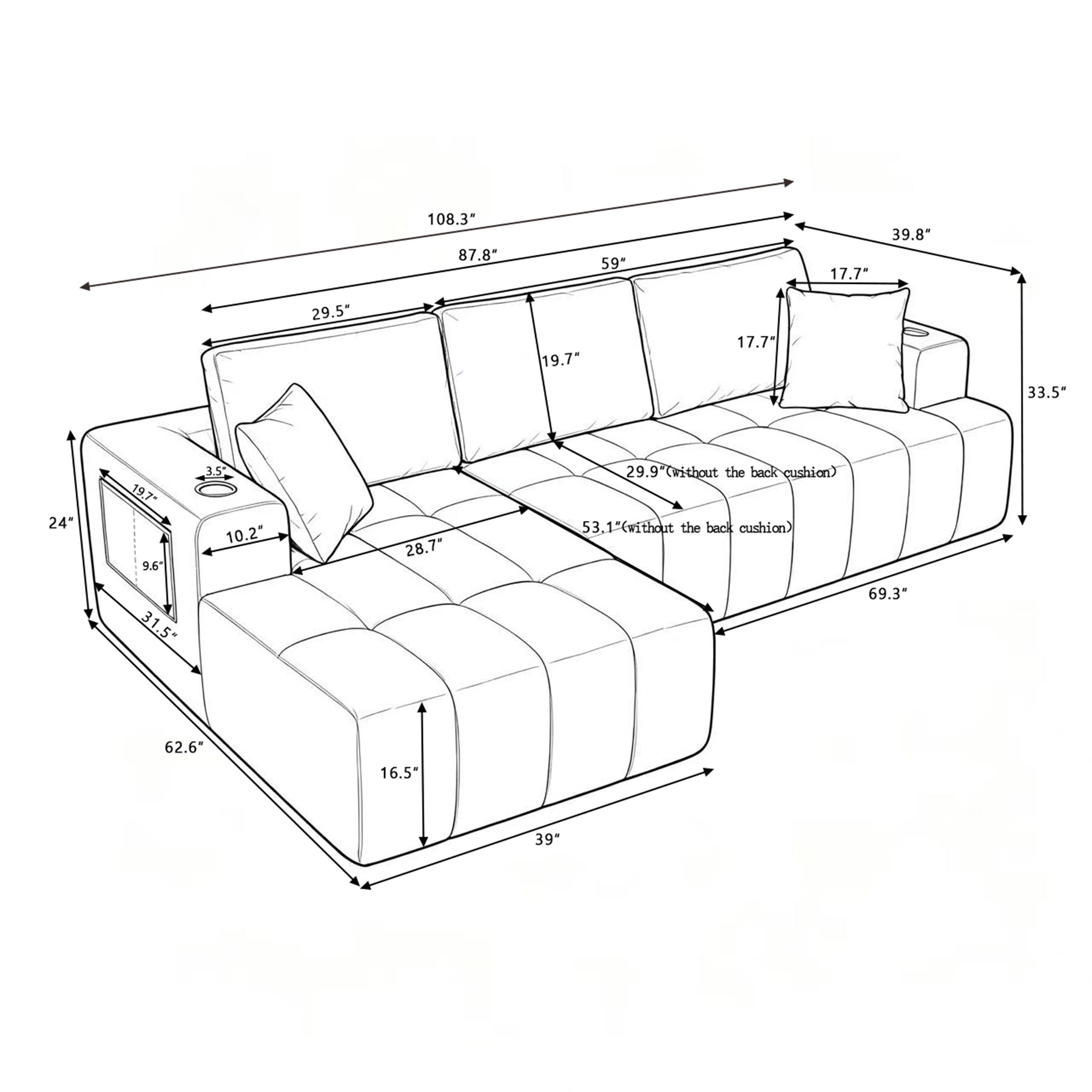SINOFURN SYG7800002GY Sofas-Loveseats - View #3