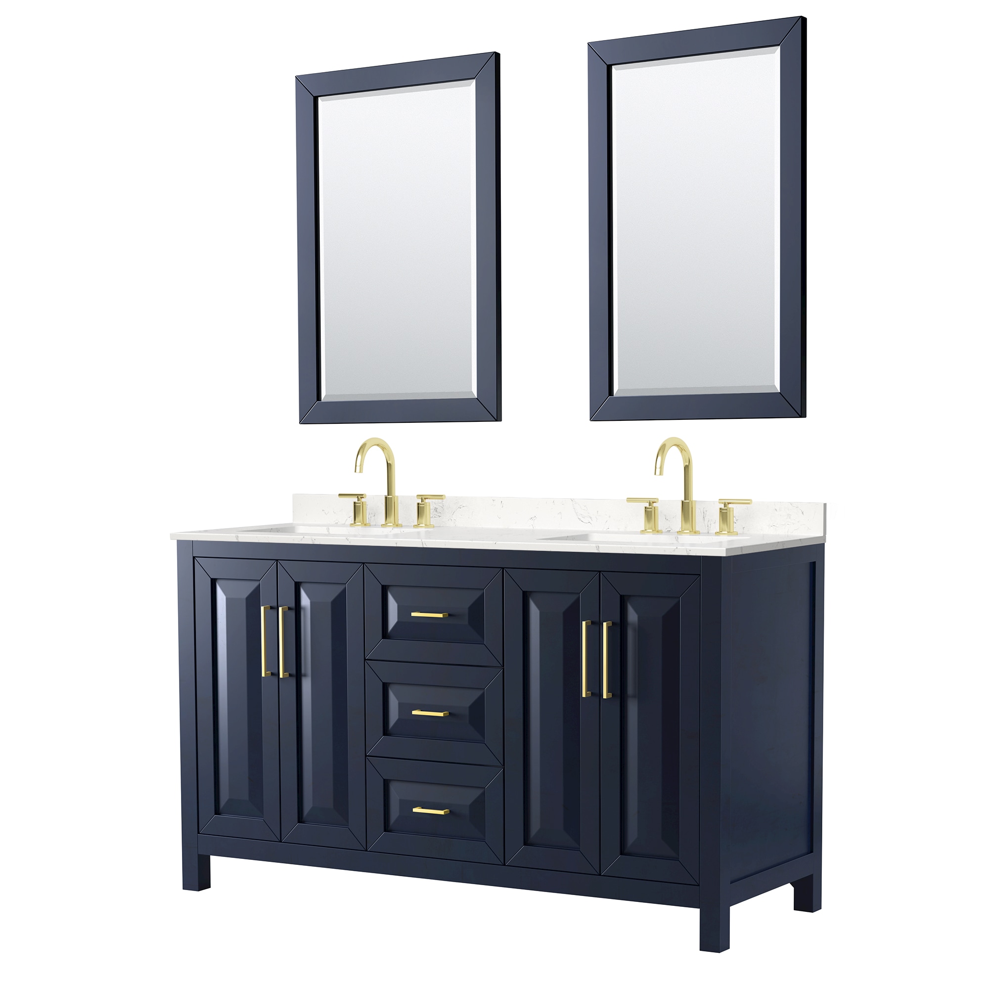 Wyndham Collection Daria Bathroom Vanity with Undermount Sink and Quartz or Cultured Marble Top (Mirror Included)