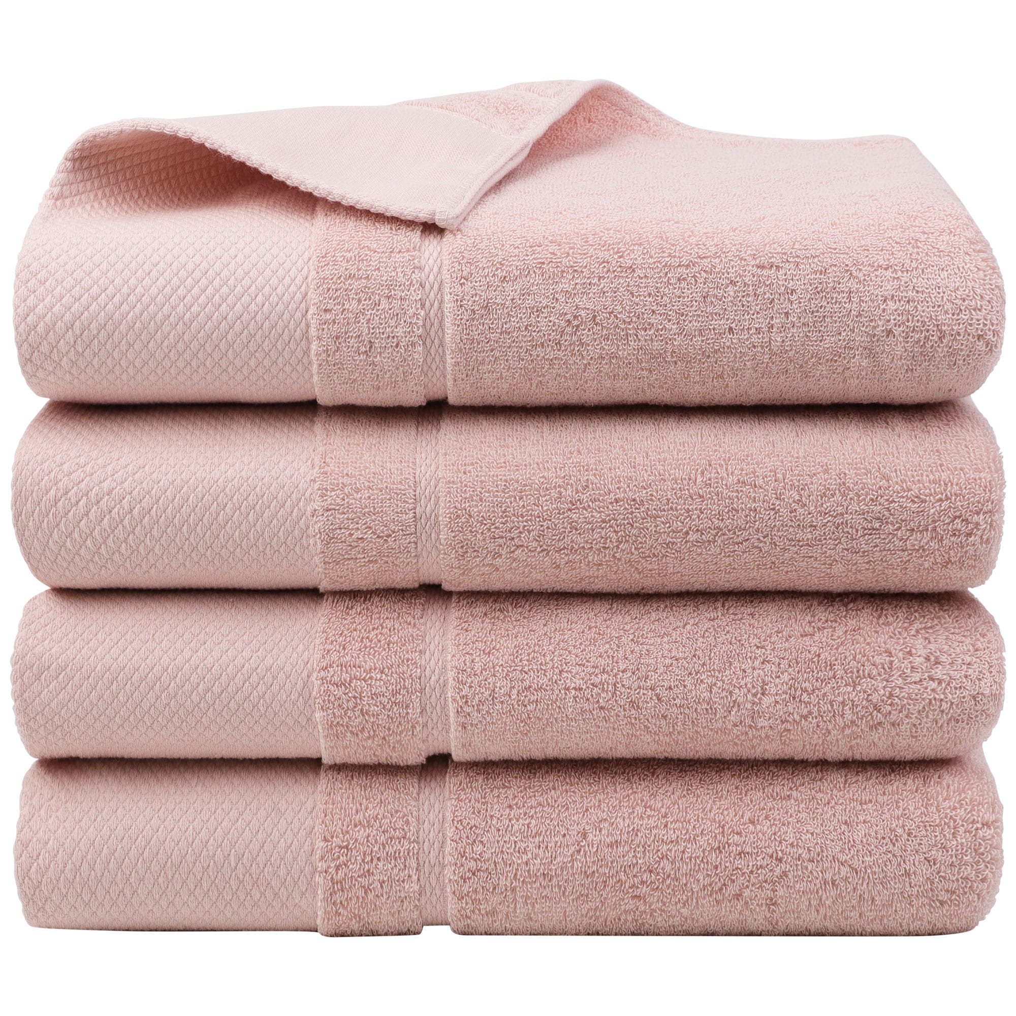 Unique Bargains Bath Towels Set of 4 Combed Cotton 600 GSM Towels-27x54inch Soft Highly Absorben for Bathroom Shower Towels Misty Rose 4pcs