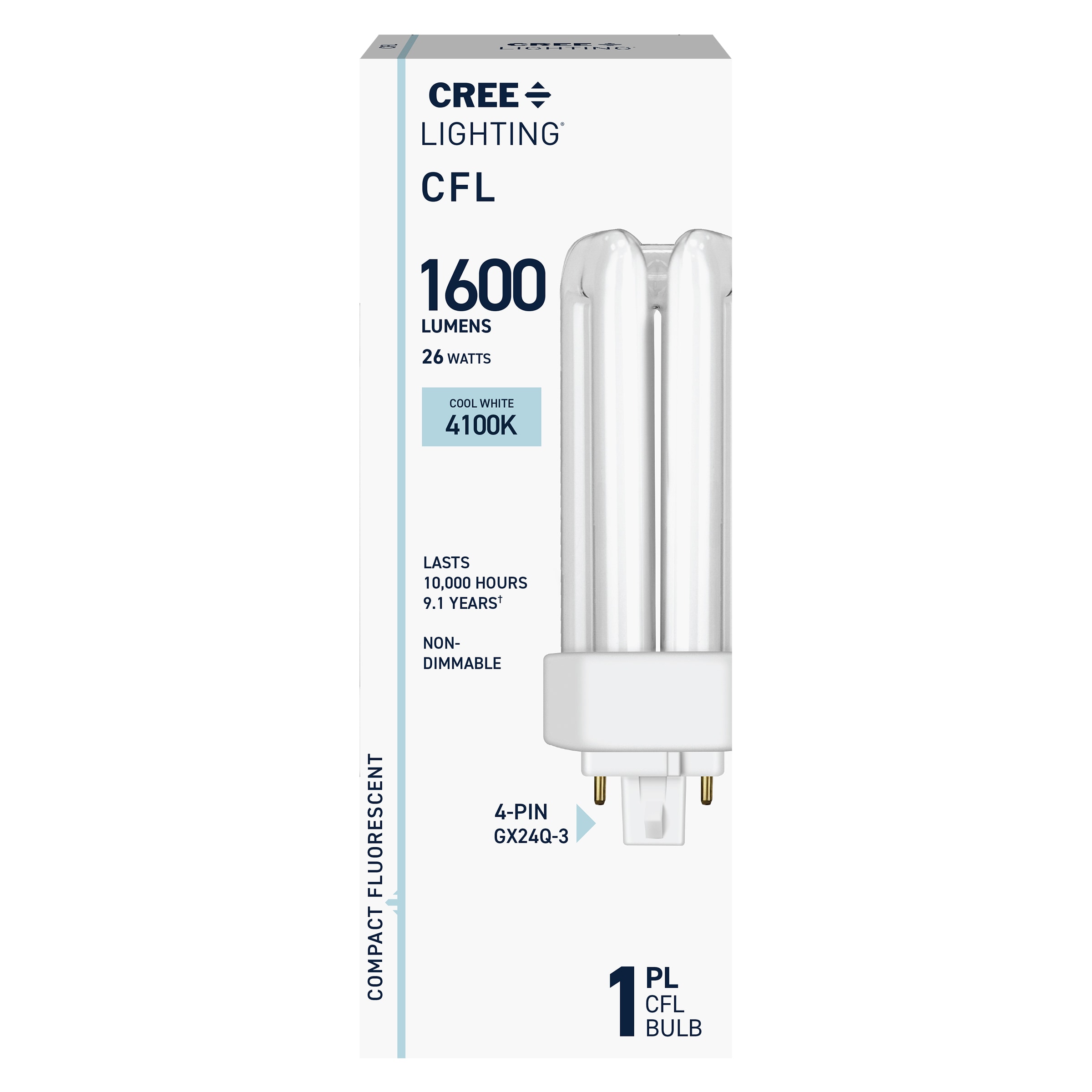 Cree Lighting 26 -Watt EQ Triple tube Cool white Compact fluorescent plug-In base GX24q CFL Tube Light Bulb