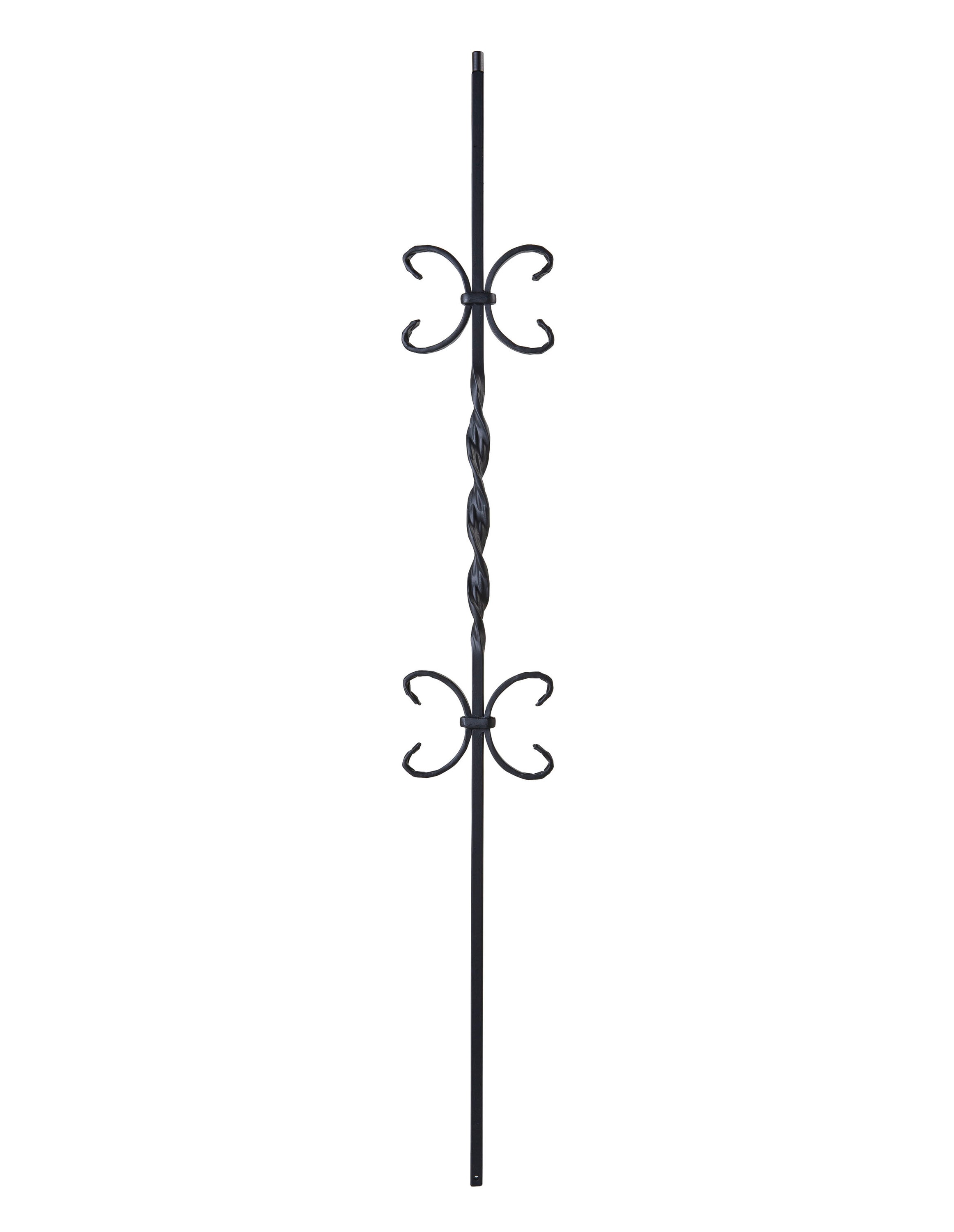 Crown Heritage 4583332FB44 44-in x 5.785-in Satin Black Wrought Iron Pin Top Scroll Stair Baluster