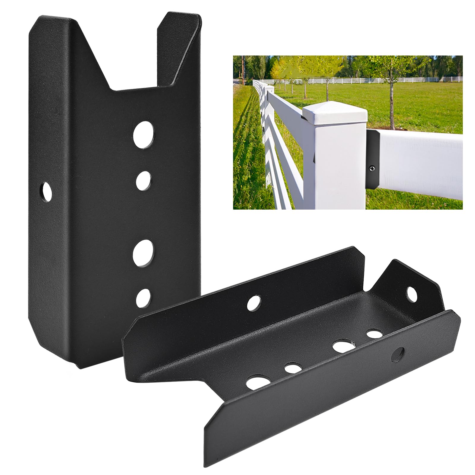 Afoxsos  50 Pack 2 by 4 Brackets for Wood Rail Black Deck Railing Brackets Connectors for 2 by 4 Wood Post 20 Gauge Fence Brackets Screws Not