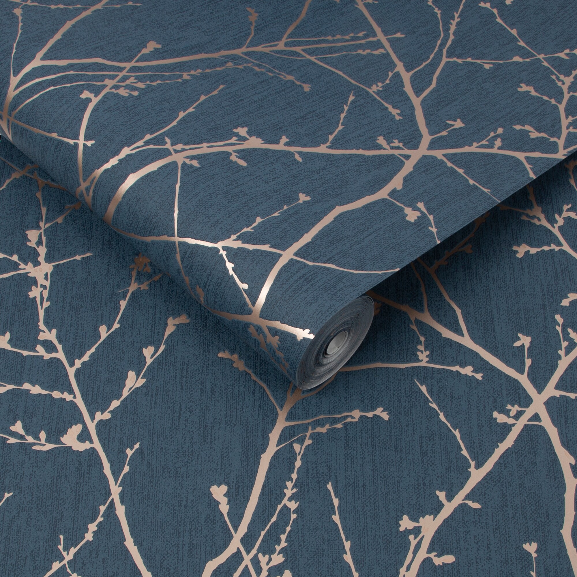 Superfresco Easy Prestige 56-sq ft Navy/Copper Vinyl Textured Floral ...