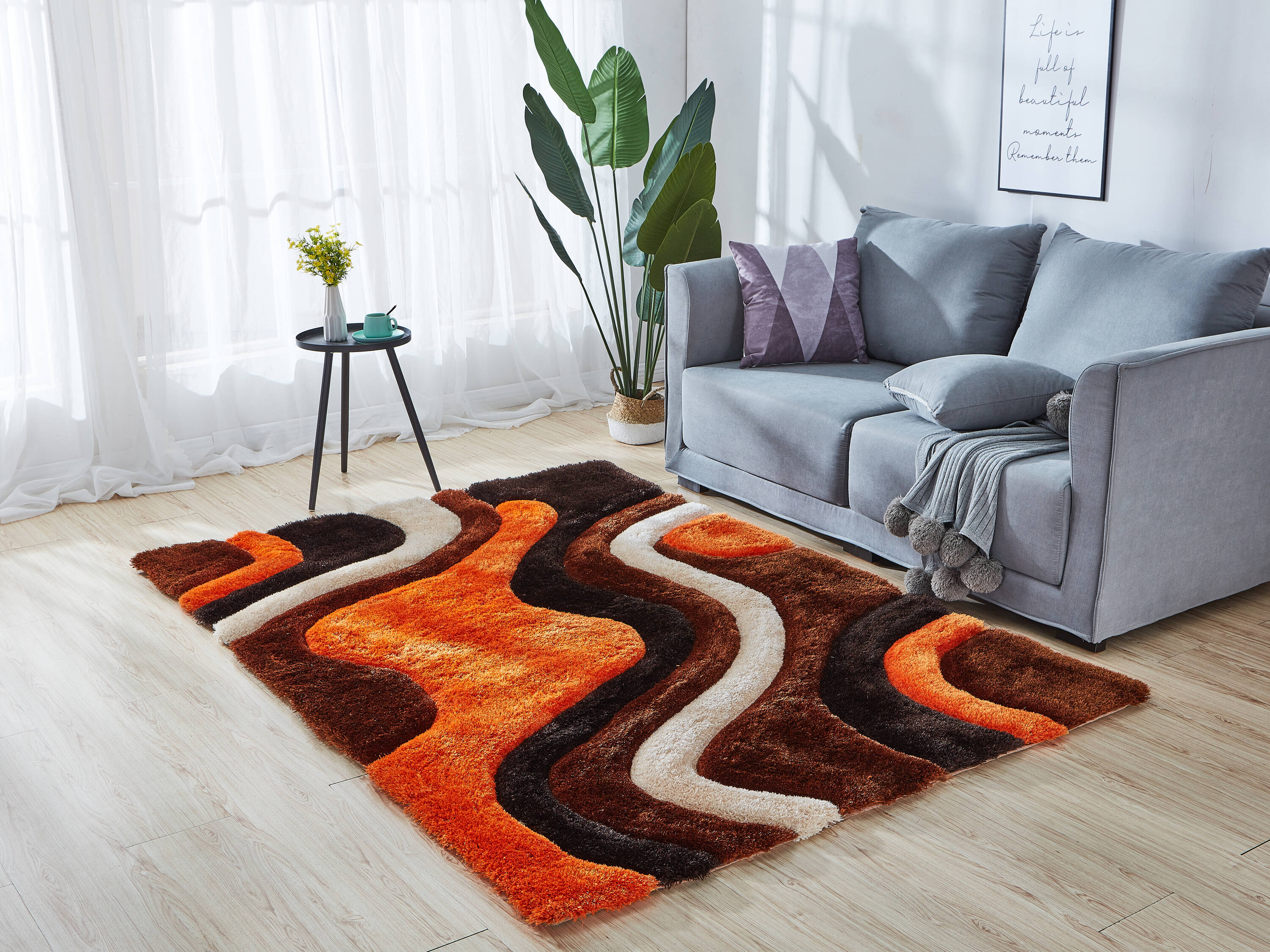 MDA Rugs MS36810 Mateos 8 x 10 (ft) Polyester Orange/Multicolor Rectangular Indoor Abstract Area rug