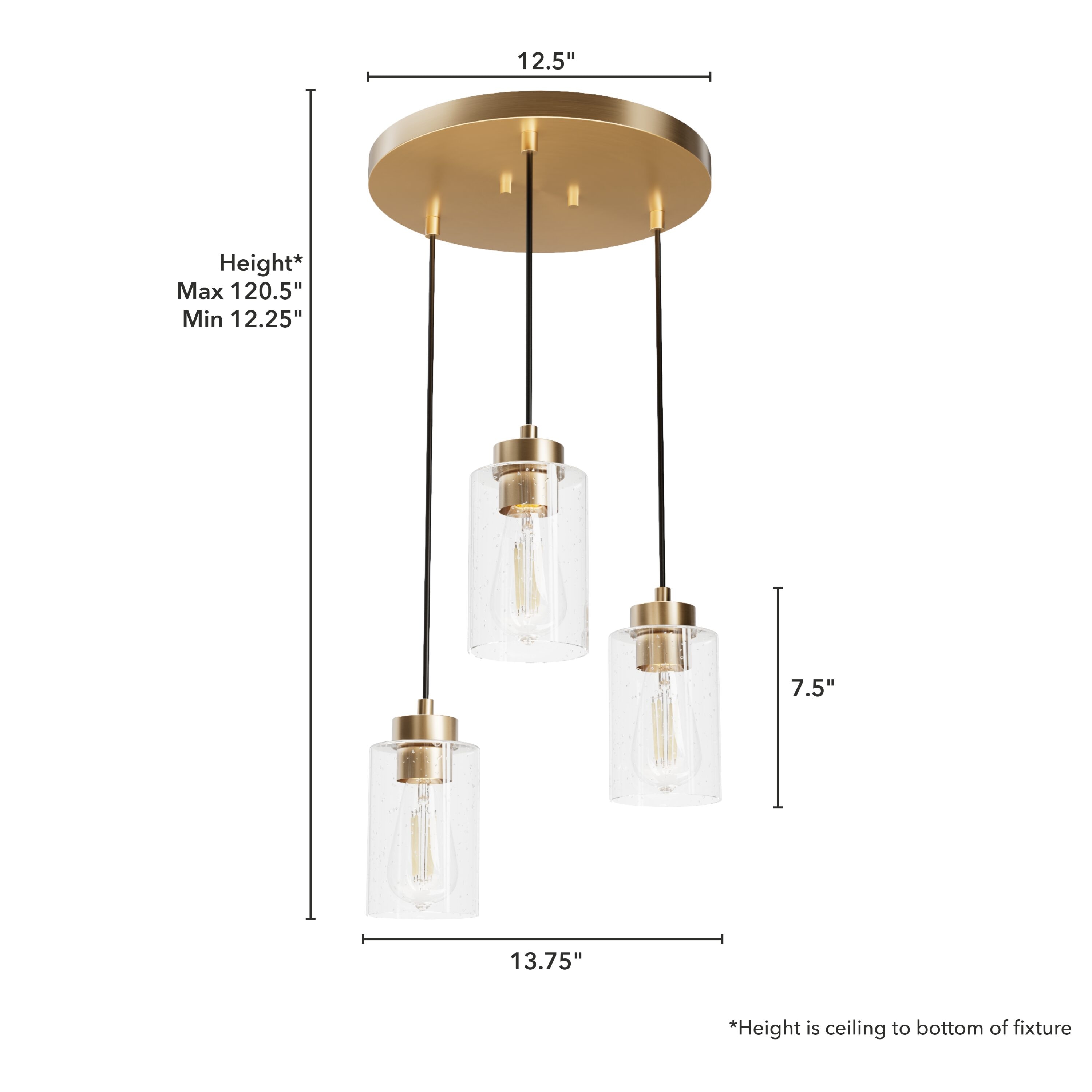 Hunter Hartland 3-Light Alturas Gold Transitional LED Dry Rated ...