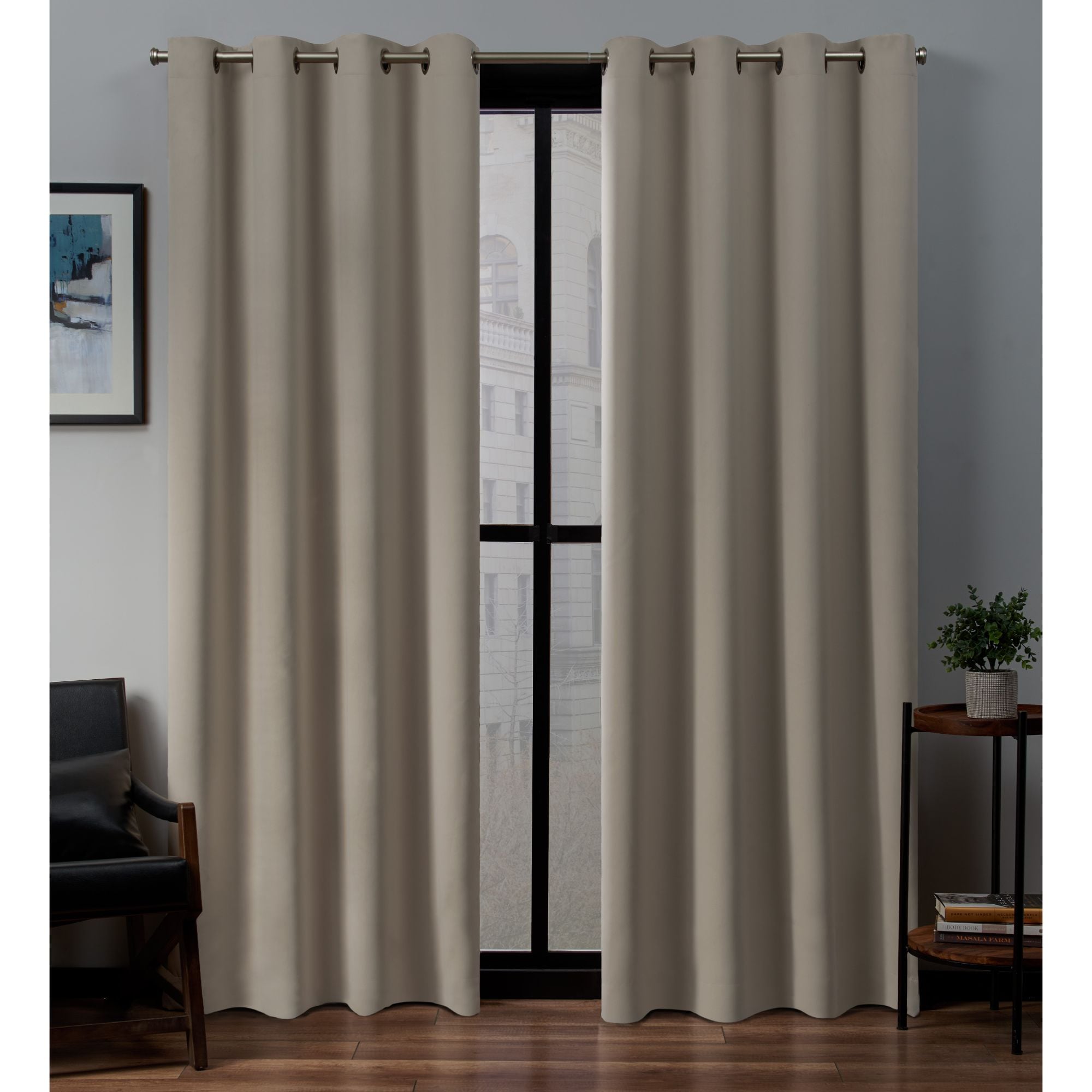 Exclusive Home EH7981-17 2-84G 84-Inches Stone Room darkening Interlined Grommet Curtain panel pair