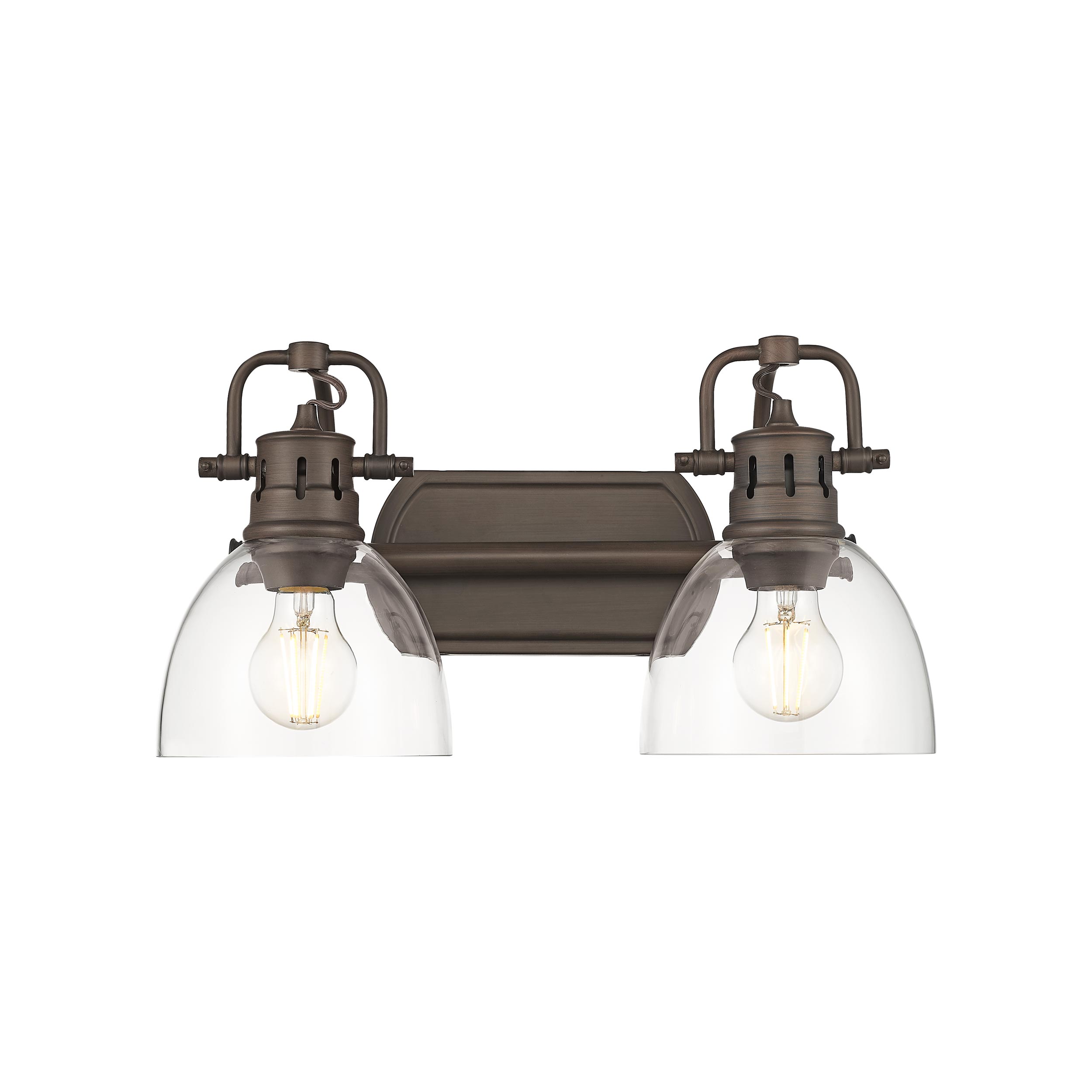 Golden Lighting 3602-BA2 RBZ-CLR Duncan 8.25-in 2 -Light Oil-rubbed Bronze Transitional Vanity light