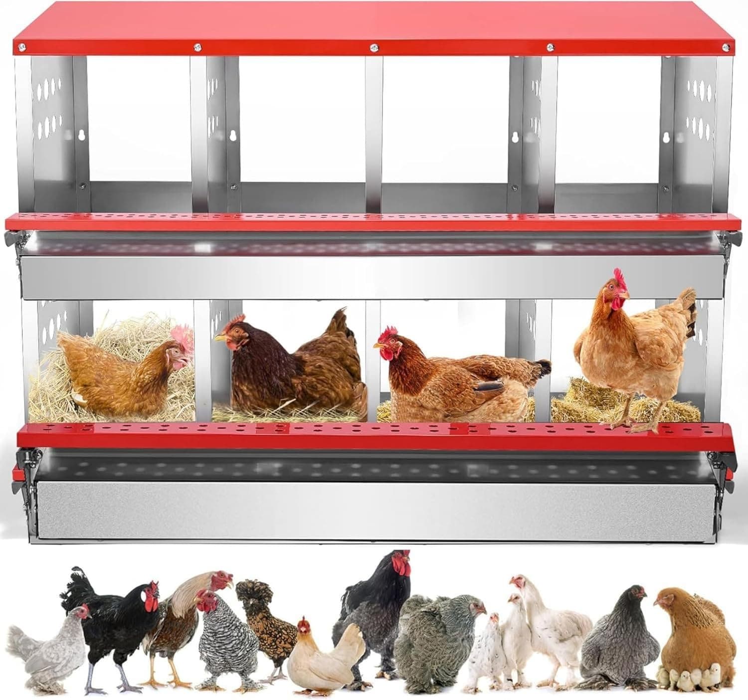 8 Hole Chicken Nesting Boxes  Wall Mount Metal Nesting Boxes for Chickens  Chicken Laying Boxes  Ducks Egg Collection Coop
