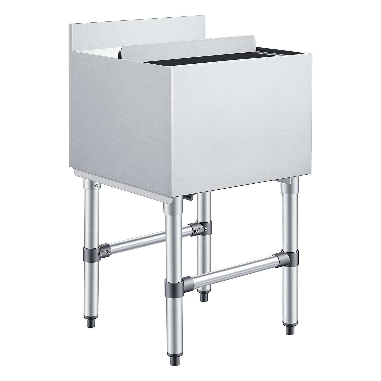 VEVOR Commercial Ice Bin 49.4 Qt Max Capacity 18 x 18 x 33 Inch Stainless Steel Ice Chest with Sliding Lid and Bottle Holders Cooler Cart Cocktail Unit for Bar Restaurant Pub NSF Certified
