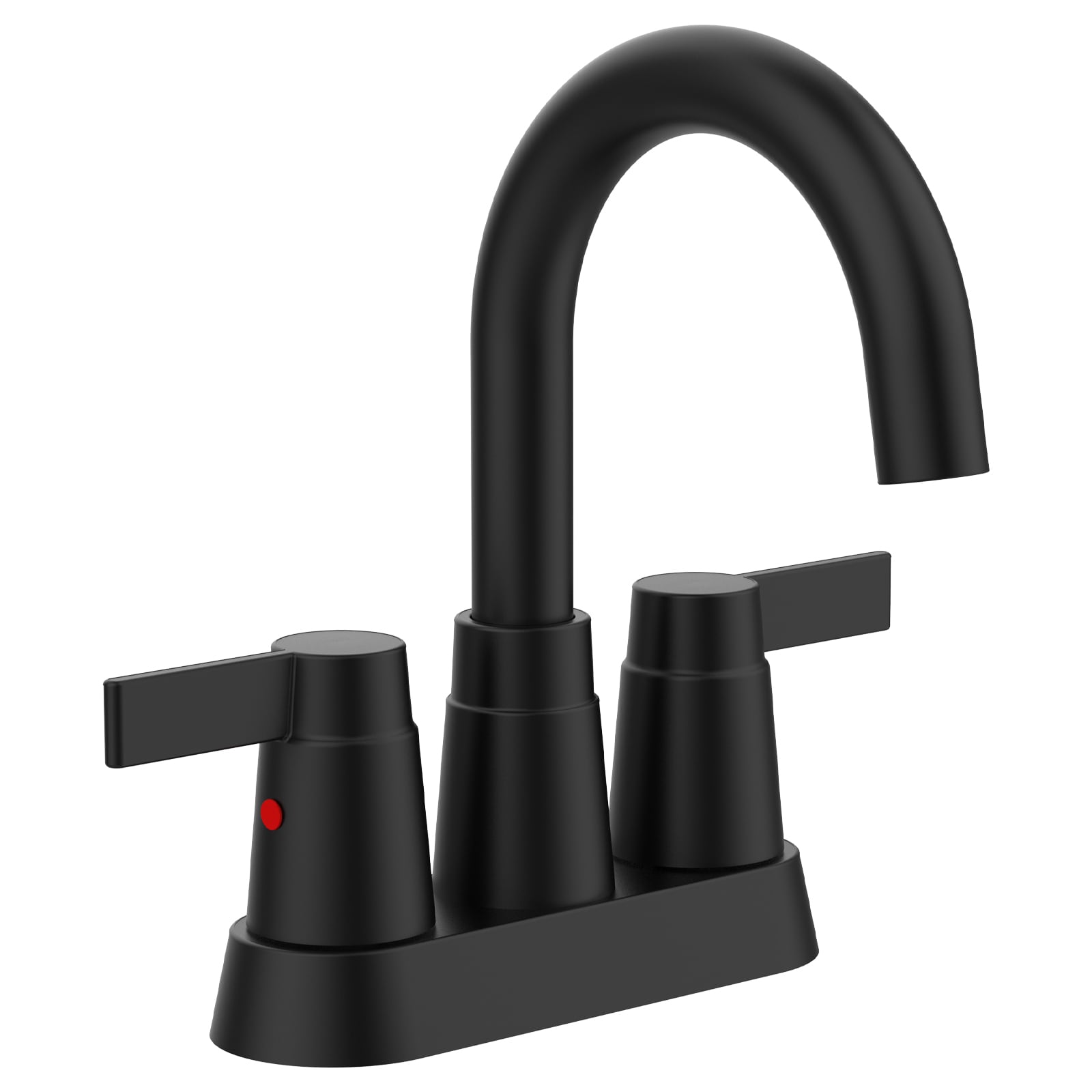 Vanityfus Bathroom Faucet Matte Black 2-Handle Sink Faucet 360 Degree 4 Inch 3 Holes Lavatory Faucet