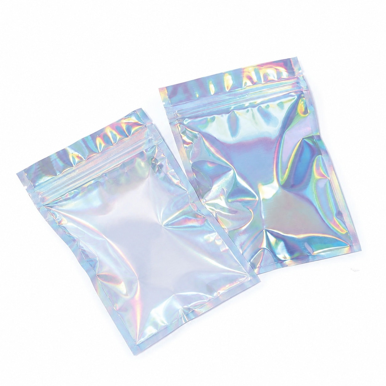 Aoibox  Rainbow Holographic Resealable Mylar Zipper Bags for Candy and Food Packaging 4 in x 6 in 100 Pack