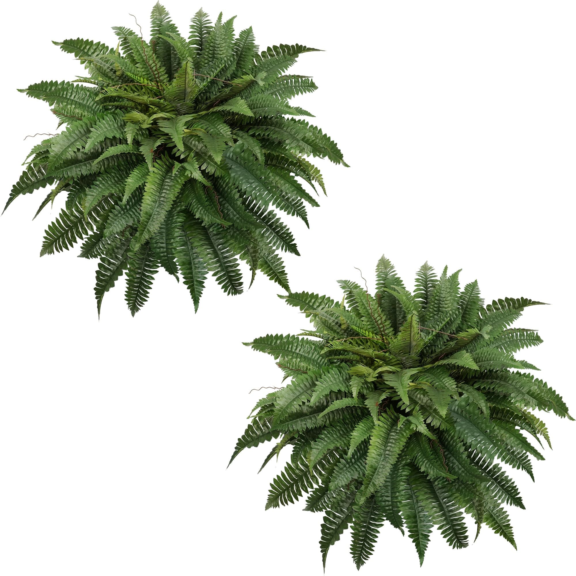 Vitalismo 31.5-in 88 Branches Green Indoor/Outdoor Hanging Boston Fern Artificial Plant 2pcs UV Resistant Faux Hanging Fern Bush Plants for Porch Patio Balcony Home Decor No Maintenance