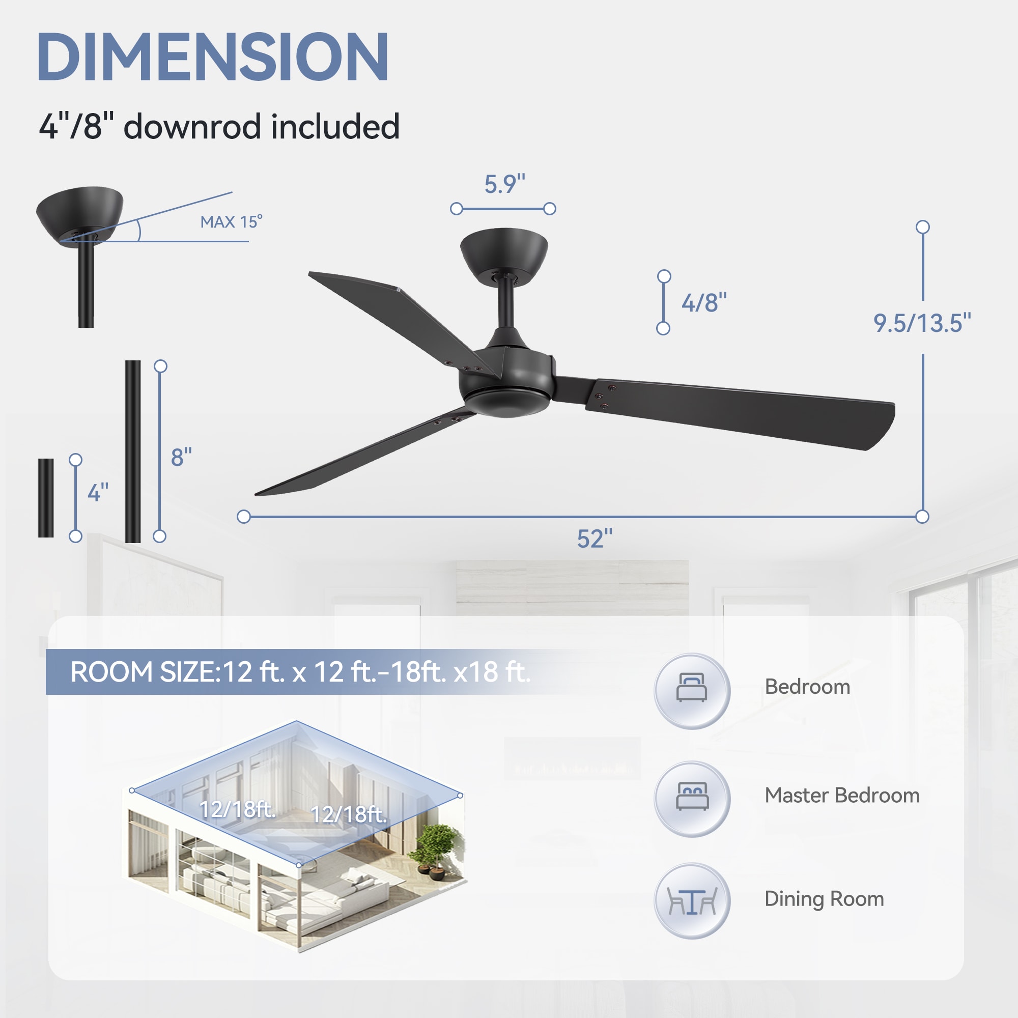 Breezary 35063-BK-NL-2PCS Ceiling-Fans - View #13