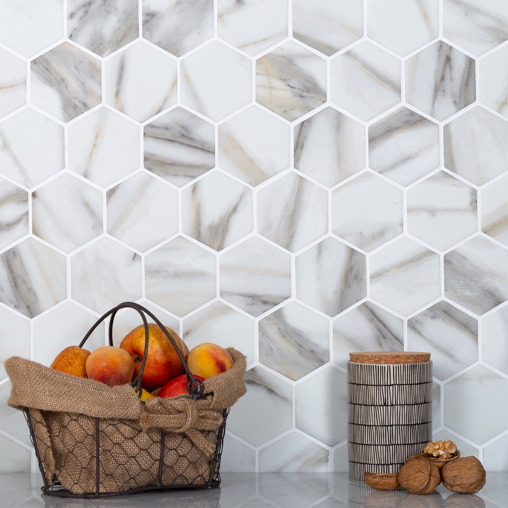 Apollo Tile Cream 10-in x 12-in Matte Recycled Glass Honeycomb Wood ...