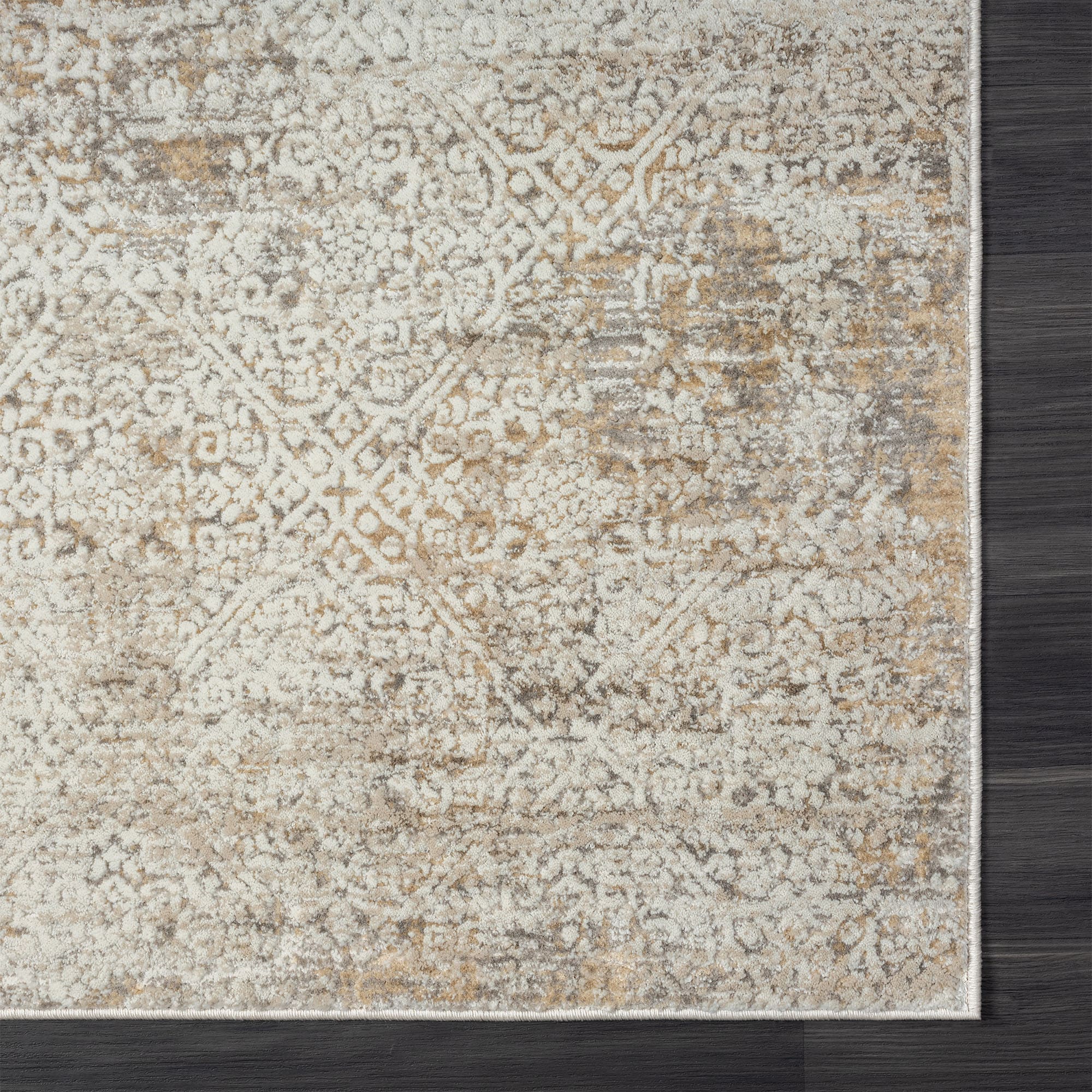 Sydney Gray and Beige Synthetic Rectangular 4' x 6' Area Rug