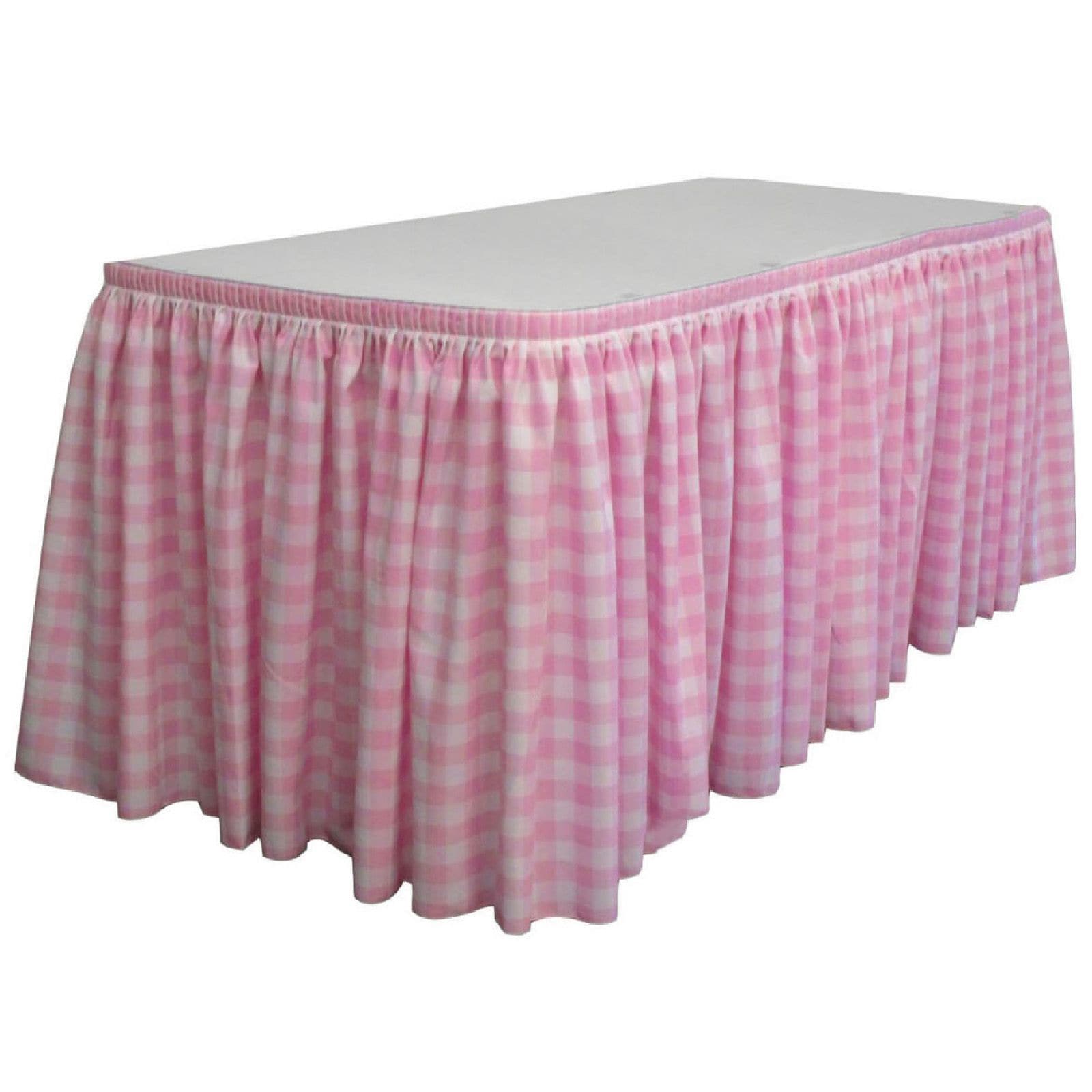 Slickblue Indoor and Outdoor Table Skirt Gingham Checkered Polyester Table Cover for 6/8/12 Ft Banquet Table Multiple Color and Size Options