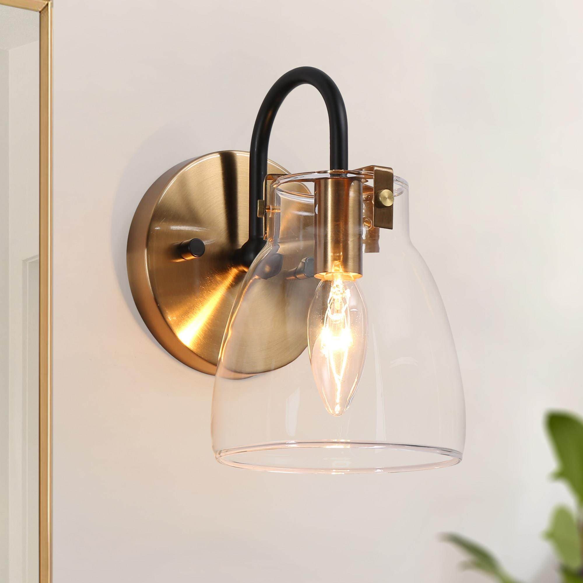 Uolfin UNVZQM-LWS287W1-B8 5-in W 1 -Light Polished Gold Wall Sconce