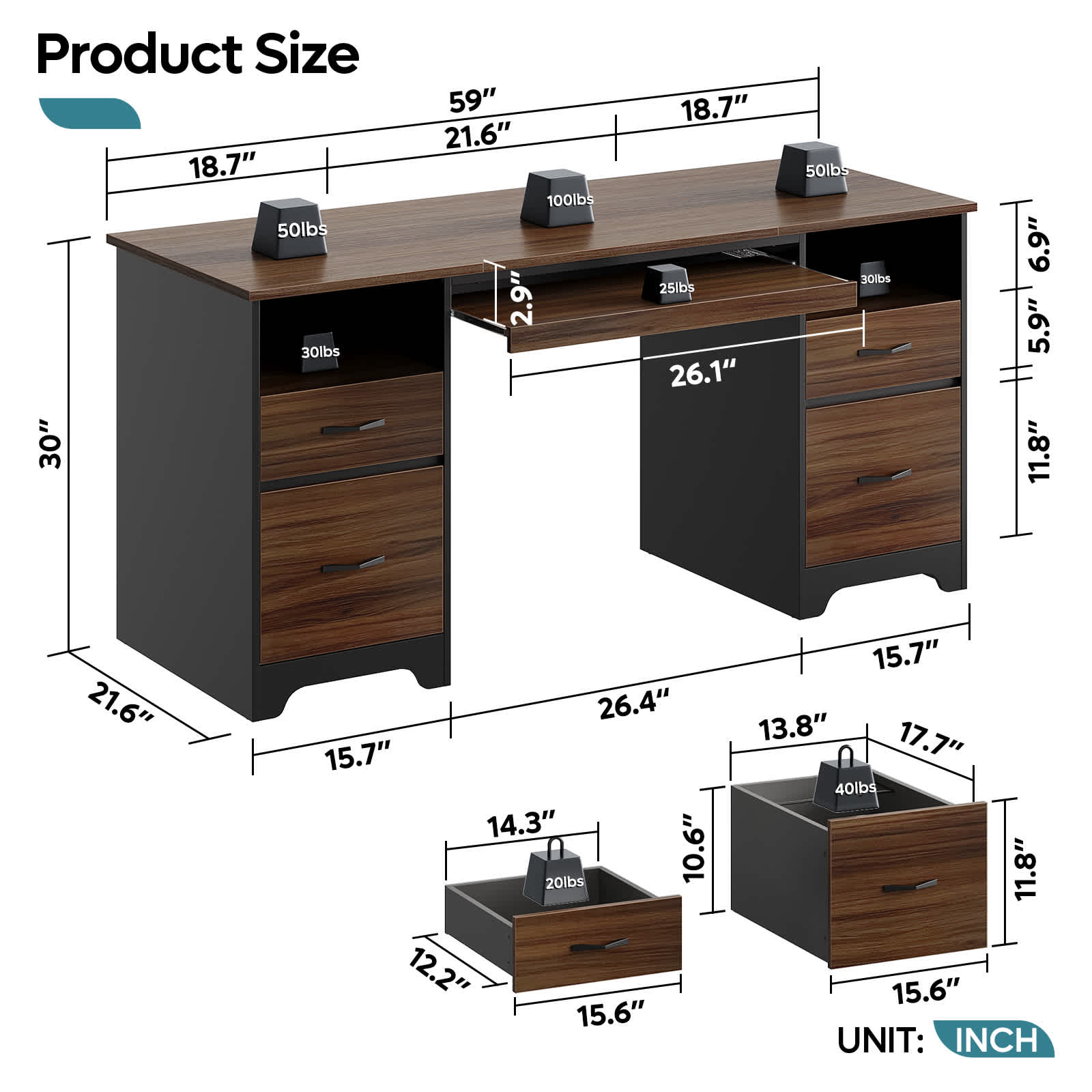 Bestier LOW-H104415L-CRY desks - View #4