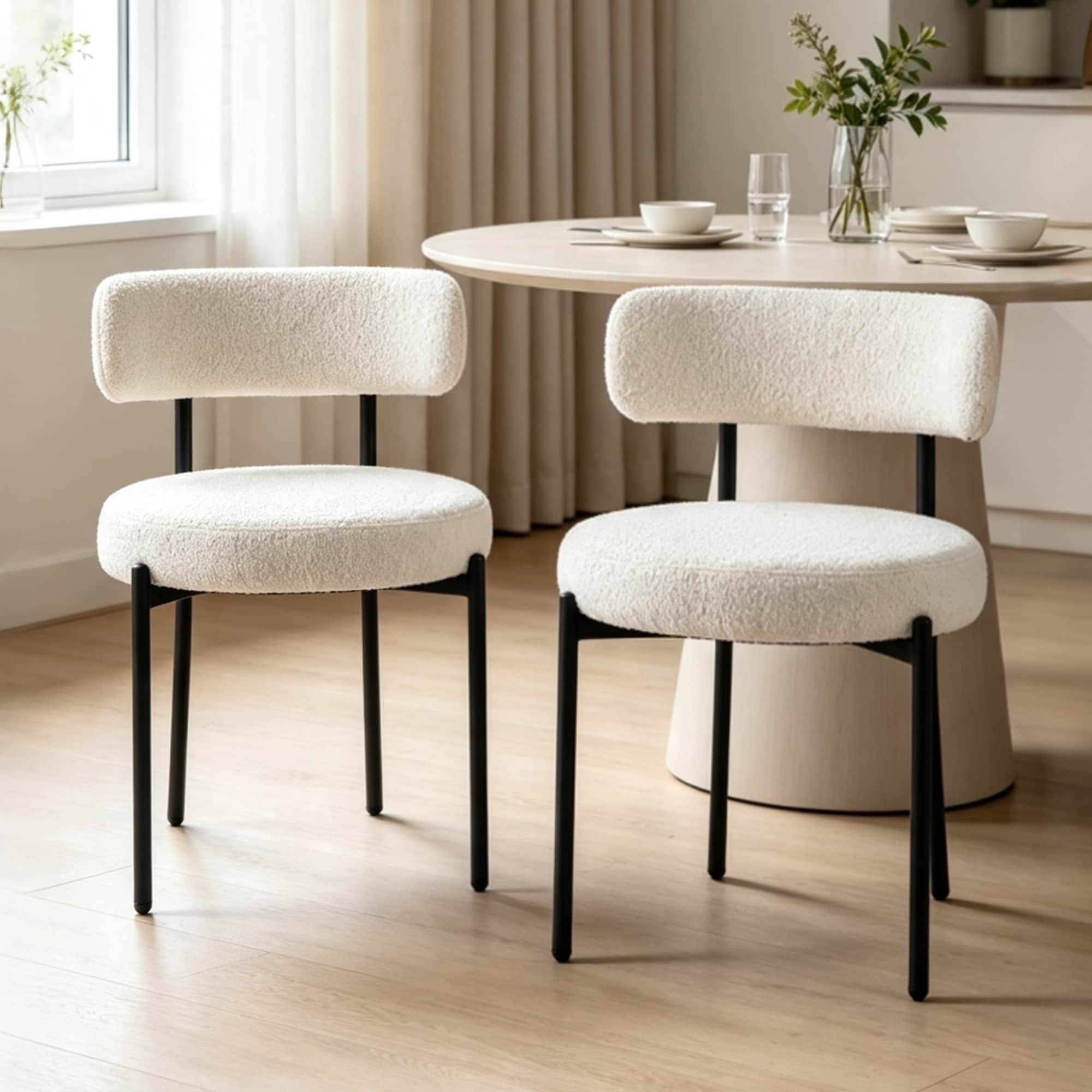 DYHOME - Kitchen Chairs Modern Dining Chairs Set of 2 Kitchen Dining Room Chairs Boucle Upholste...