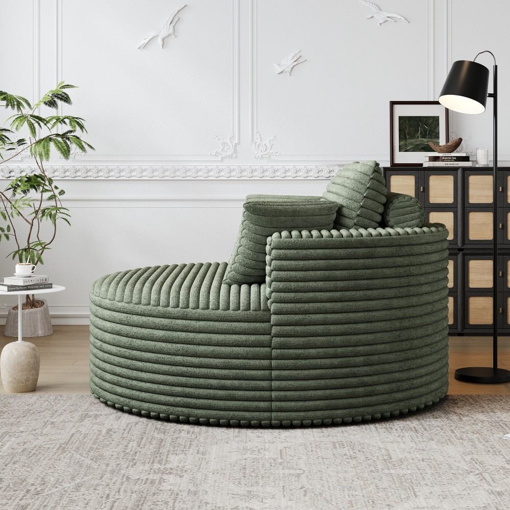 Coolbibila Green Corduroy Single Sofa Chair with Fluffy Sleeper Design ...
