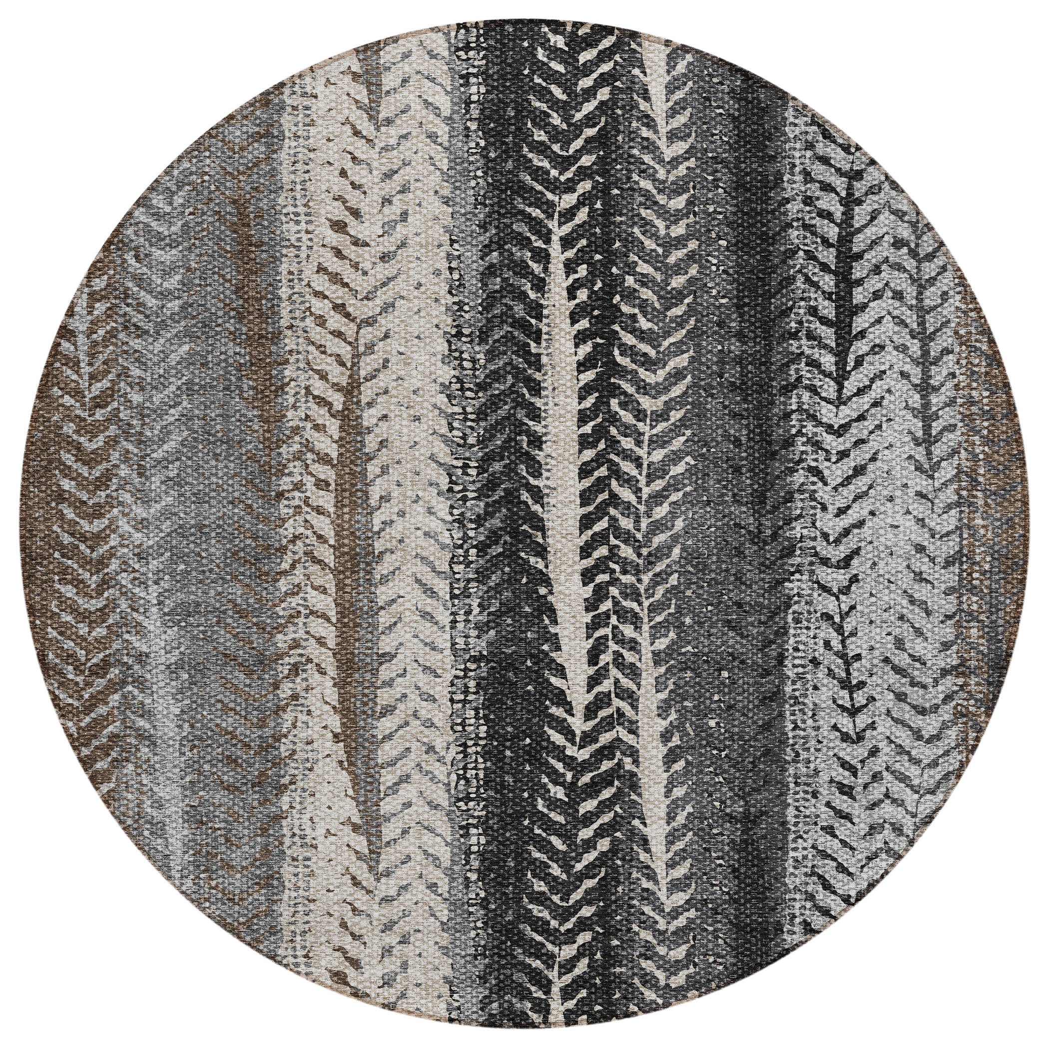 Addison Rugs ACN693BR8RO Chantille ACN693BR 8 x 8 (ft) Polyester Brown Round Indoor/Outdoor Geometric Machine washable Area rug