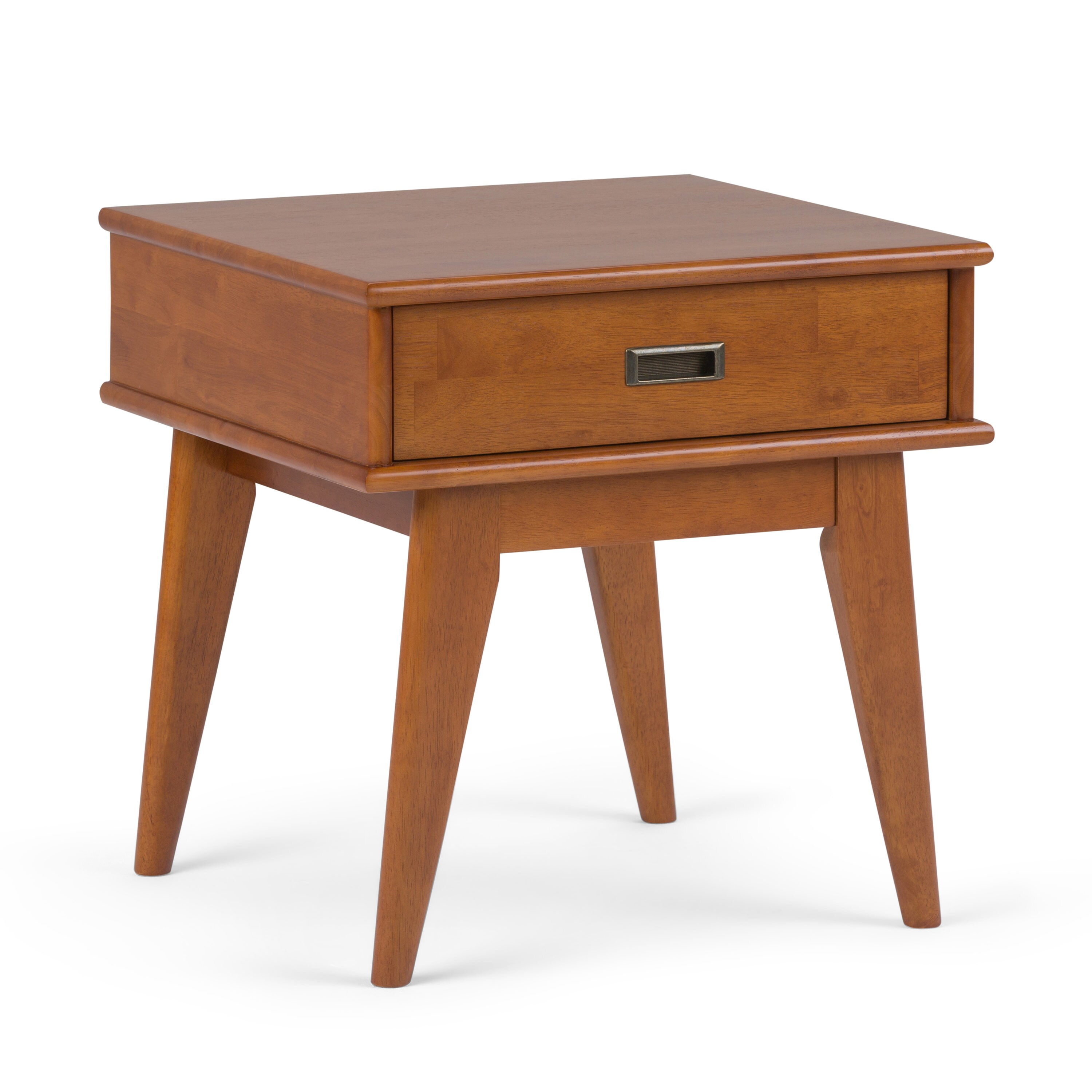 Simpli Home 3AXCDRP-02-TK Draper 22-Inches W x 22-Inches H Teak Brown Wood Rectangular Midcentury End Table with Storage Assembly Required
