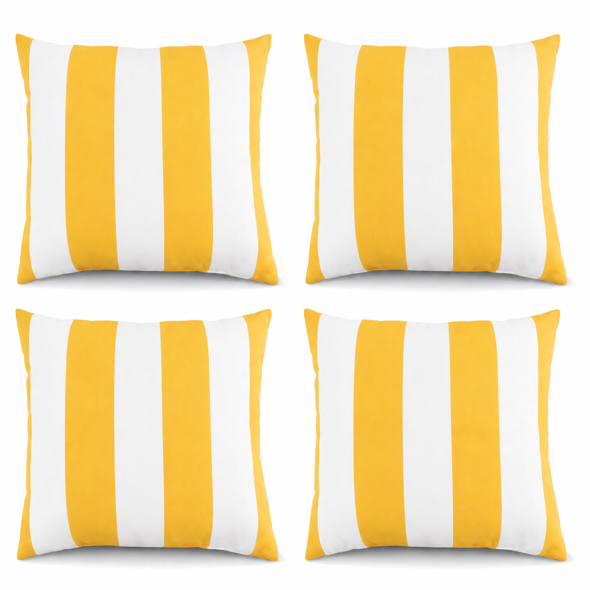 FUIOP MYUT 18-in x 18-in 4-Pack Water-Repellent Outdoor Pillow Covers ONLY Yellow and White Striped Polyester Cushion Cases with Hidden Zipper (Pillow inserts NOT included)