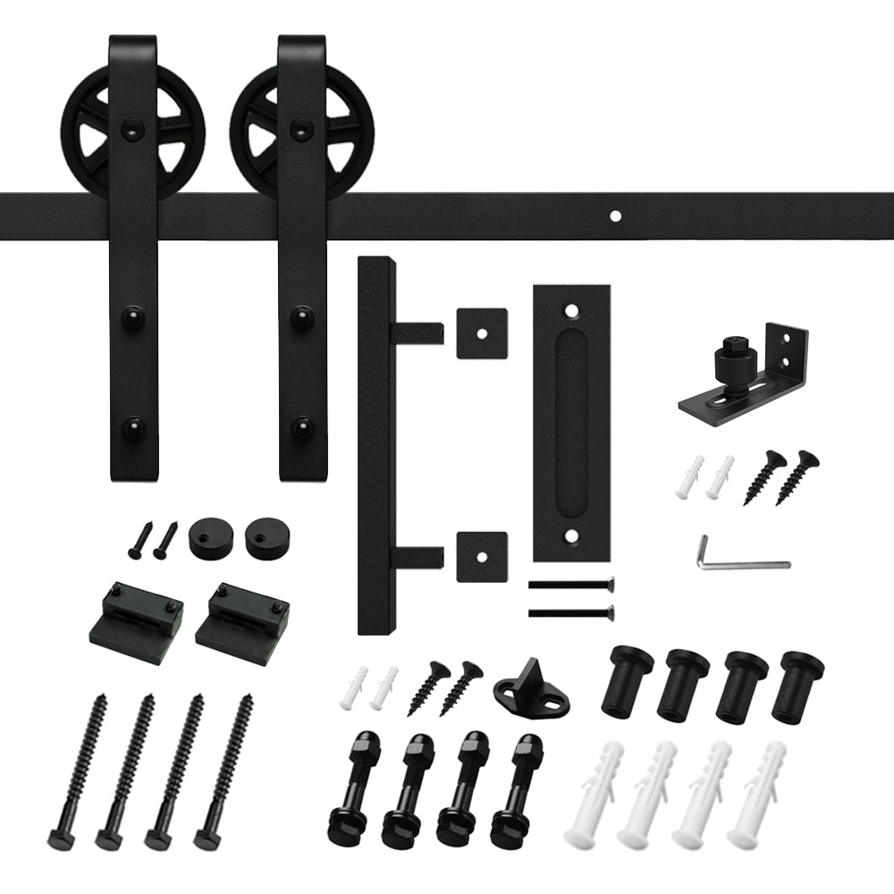 Clihome X002AFT55F-LTC 60-in Matte Black Indoor/Outdoor J-strap Single Barn door hardware kit