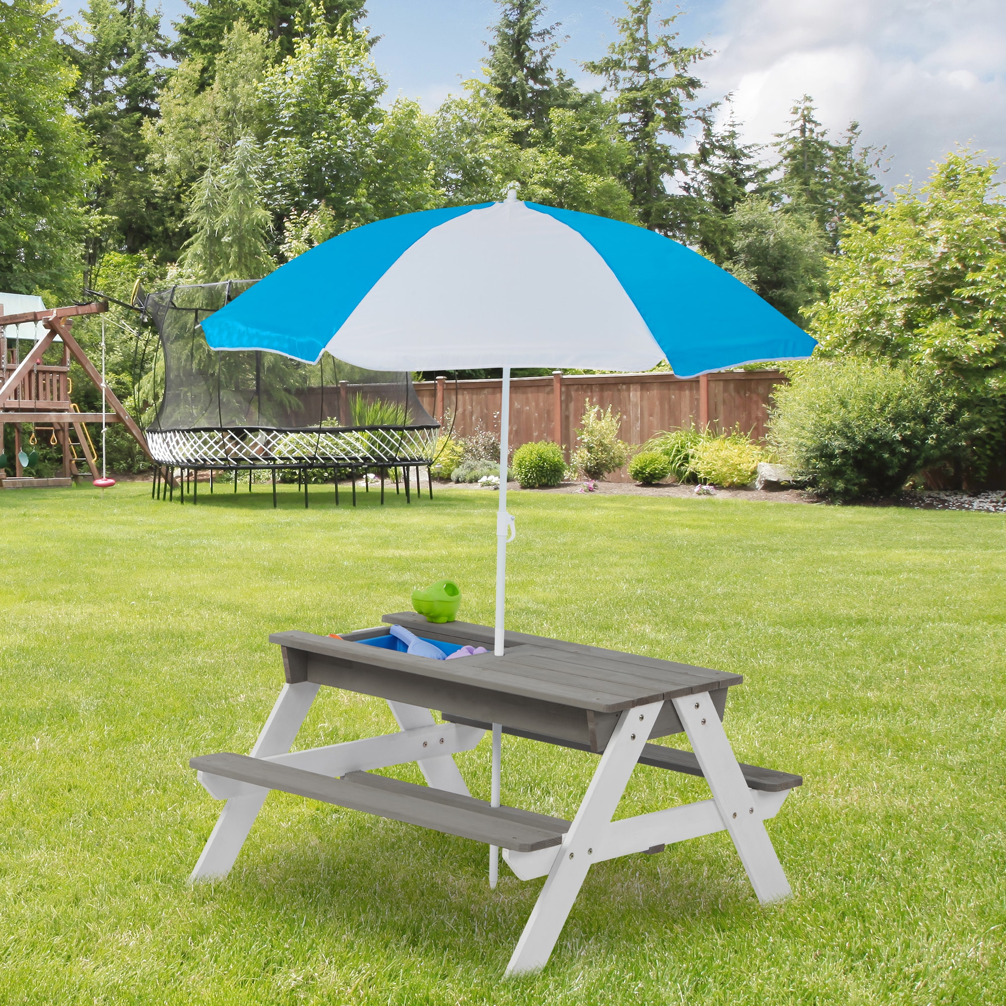 ModernLuxe L-W1390104709 37-in Gray wood Rectangle Picnic Table