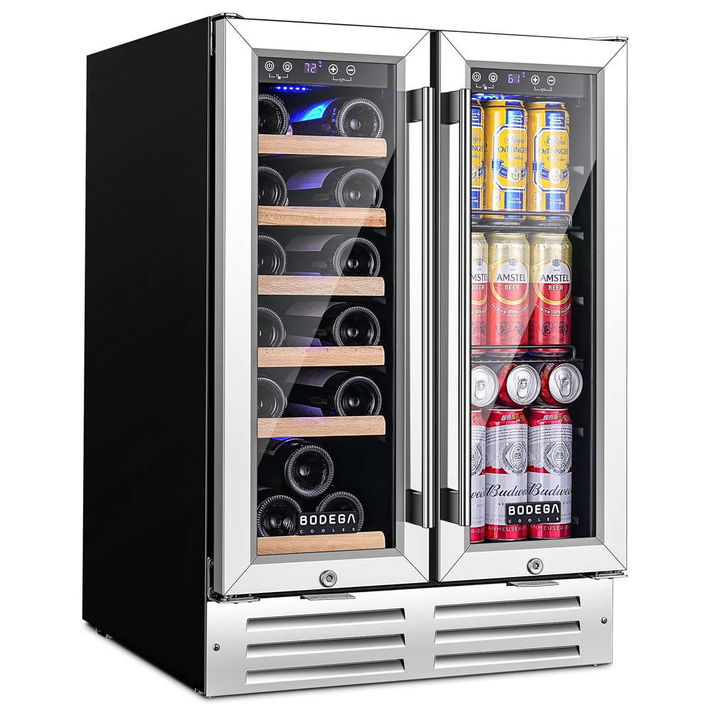 BODEGA 24 Inch Wine and Beverage Refrigerator Holds 56 Cans and 19 Bottles Dual Zone Beverage Cooler with 9 Adjustable Shelves and Safety Lock Sansujyuku sansujyuku.com