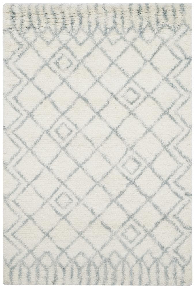 Safavieh CSB894C-4 Casablanca Taourit Shag 4 x 6 (ft) Tufted Wool Ivory/Gray Rectangular Indoor Abstract Moroccan Area rug