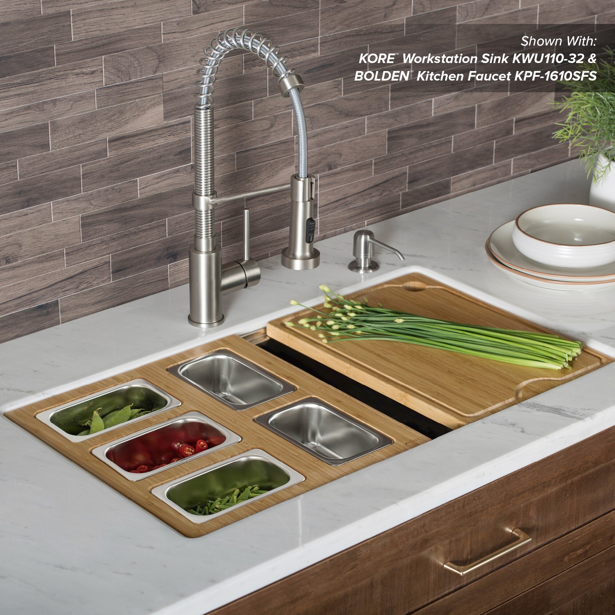 Kraus Workstation Kitchen Sink 11 in. Solid Bamboo Cutting Board
