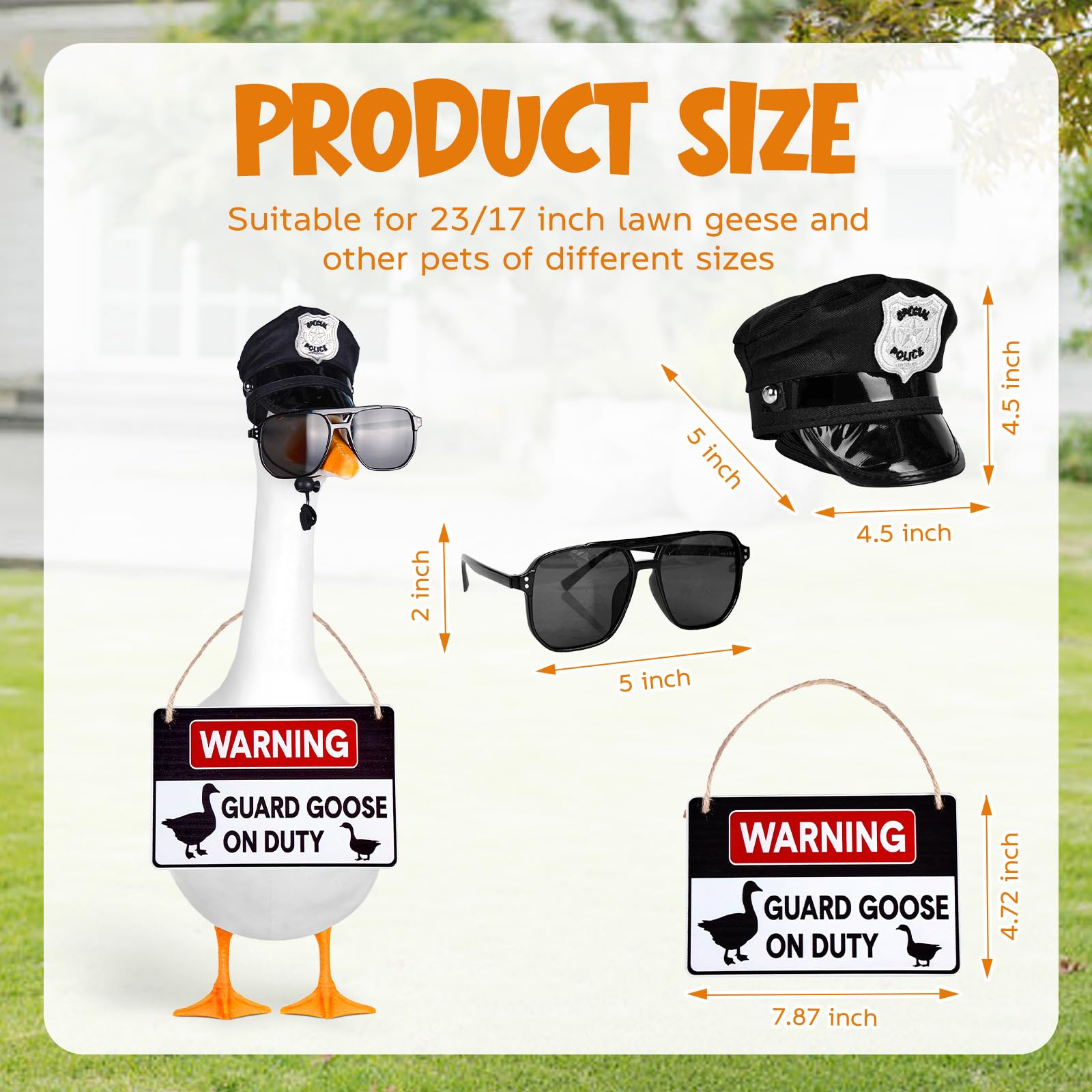 Adrinfly Police Goose Outfit Set for 23 Inch Porch Goose Includes ...