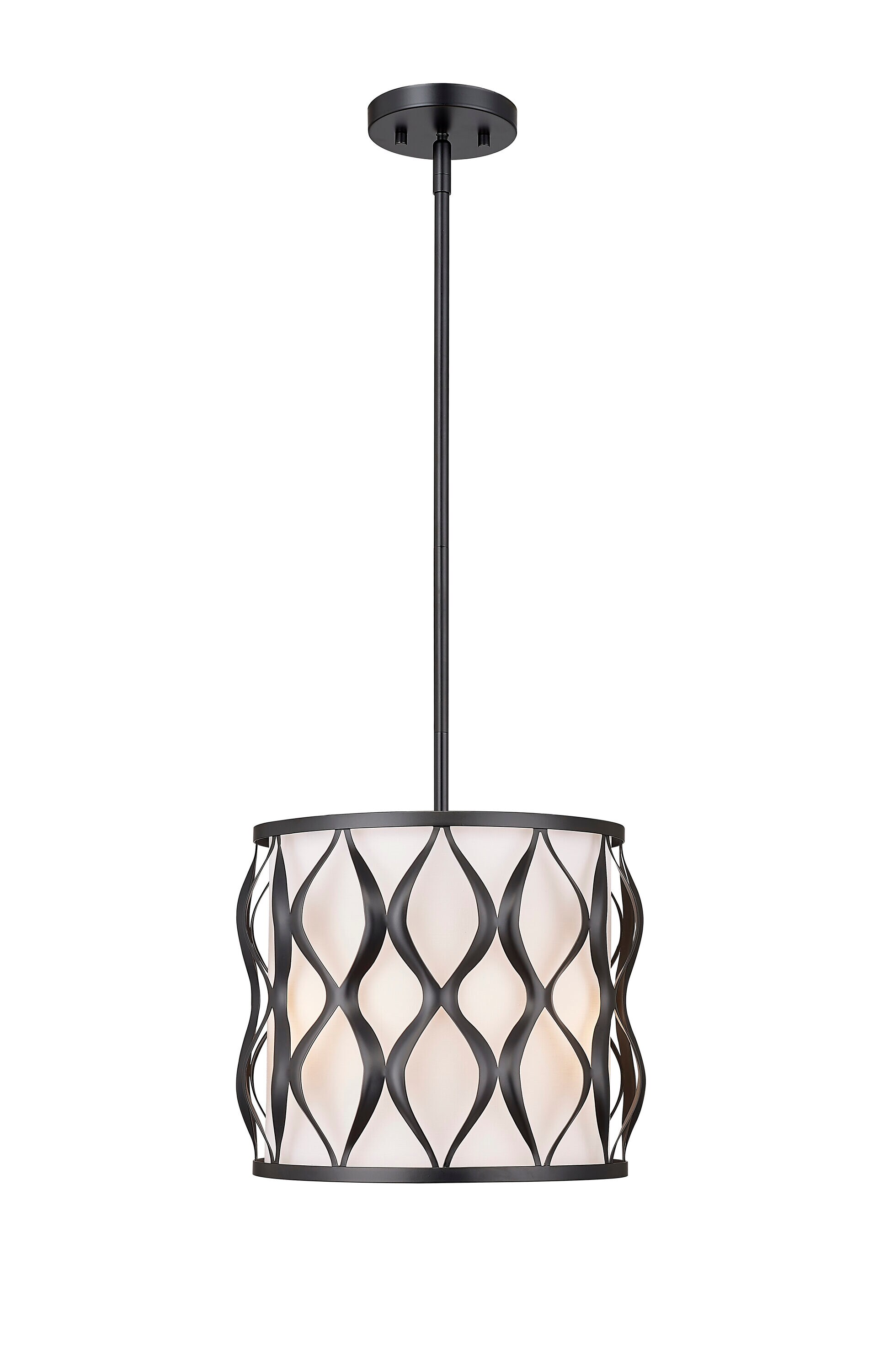 Z-Lite 1948P12-MB Harden 3 -Light Matte Black Modern/contemporary Drum Medium Hanging Pendant light