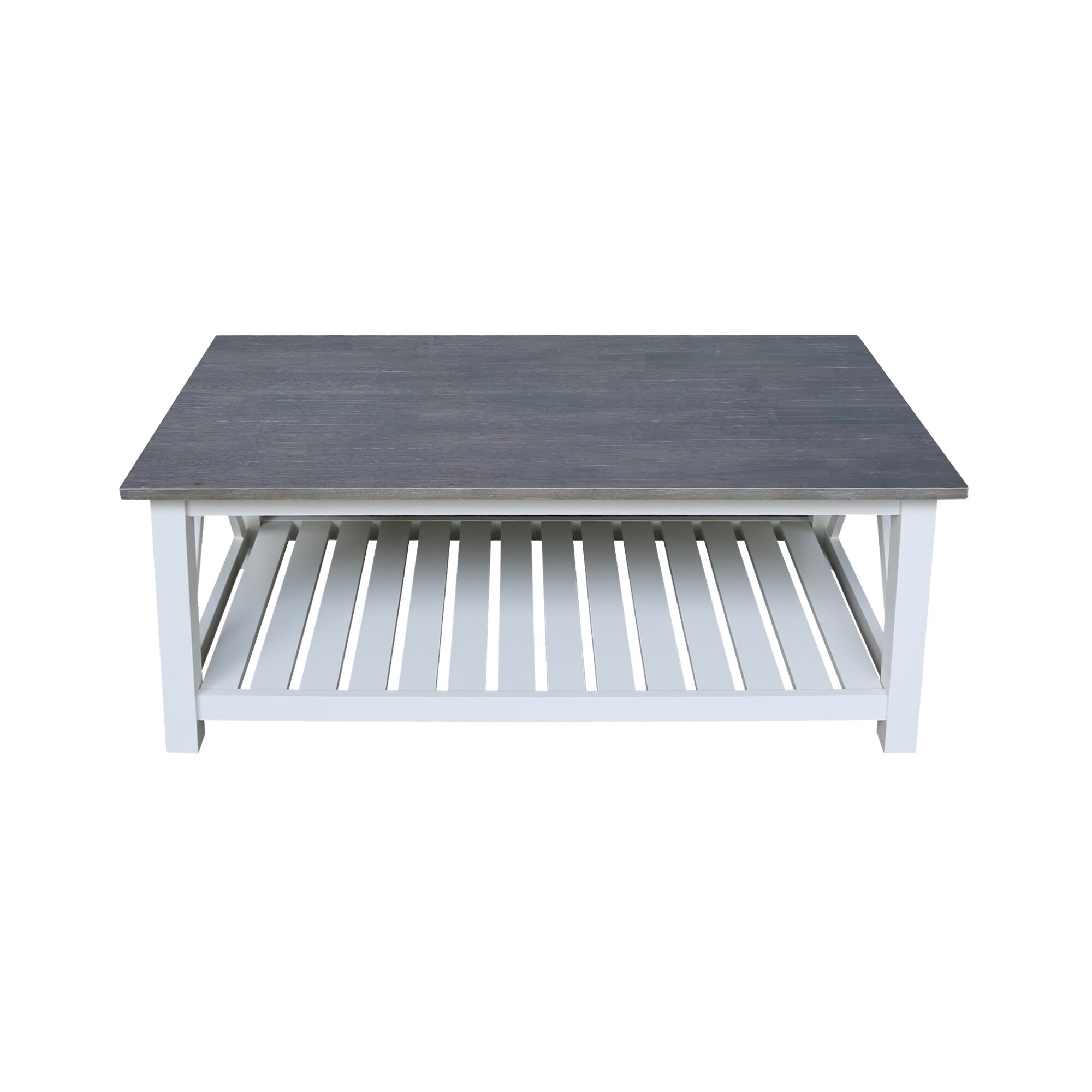 Surrey White and Heather Gray Solid Wood Rectangular Coffee Table