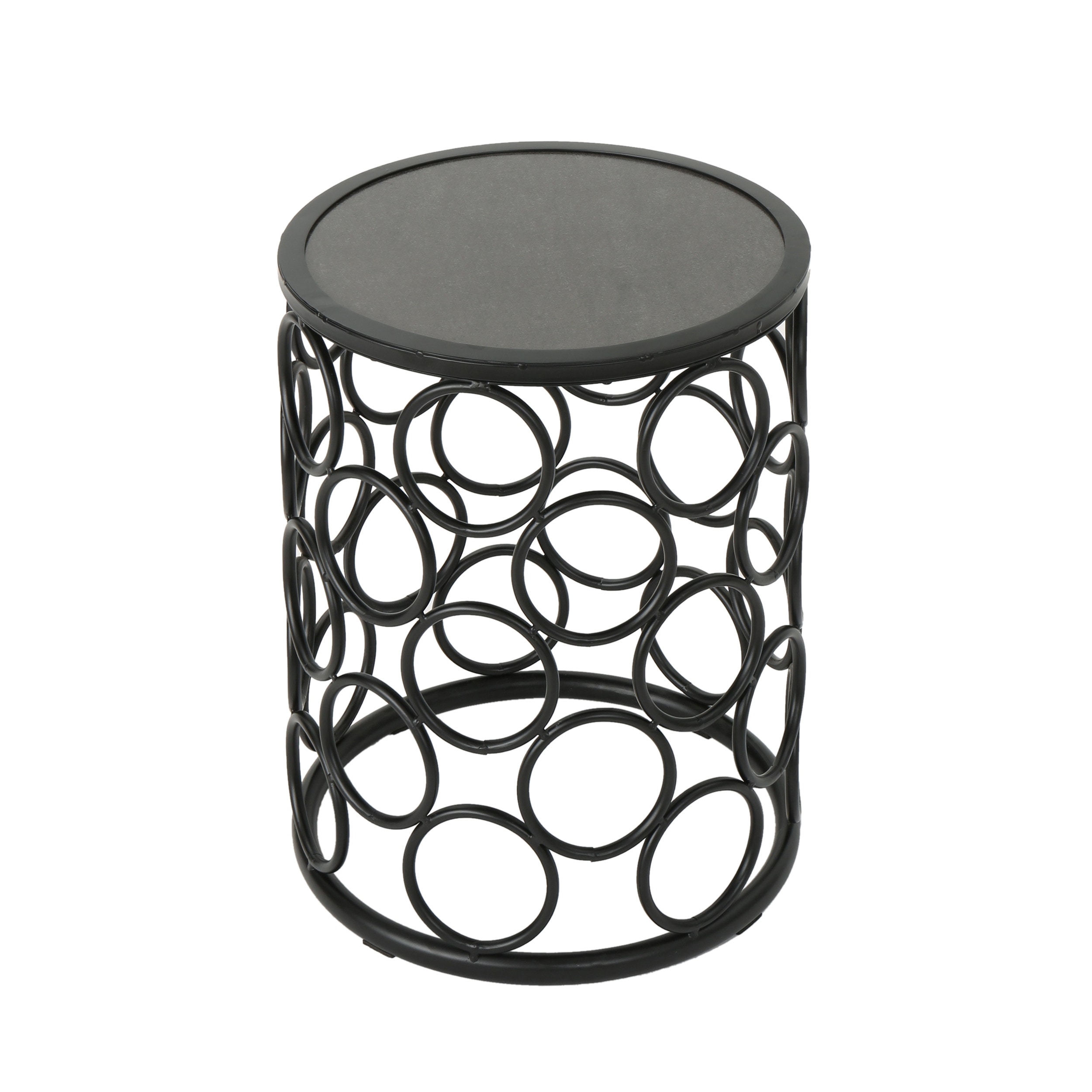Clihome CL-KC-00BLK SIDE TABLE Round Outdoor Coffee 15.75-in W x 15.75-in L