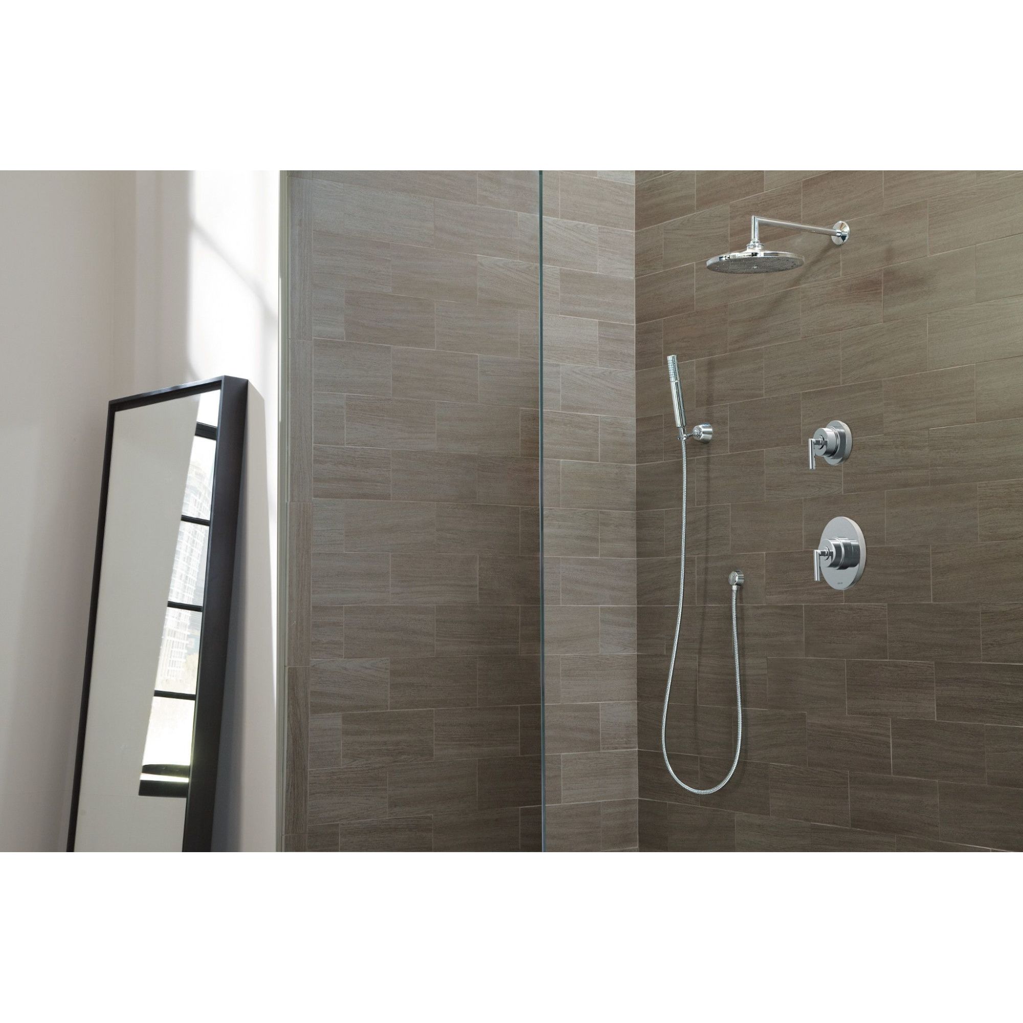 Chrome 10-Inch Rain Showerhead with Wall Mounted Trim Kit