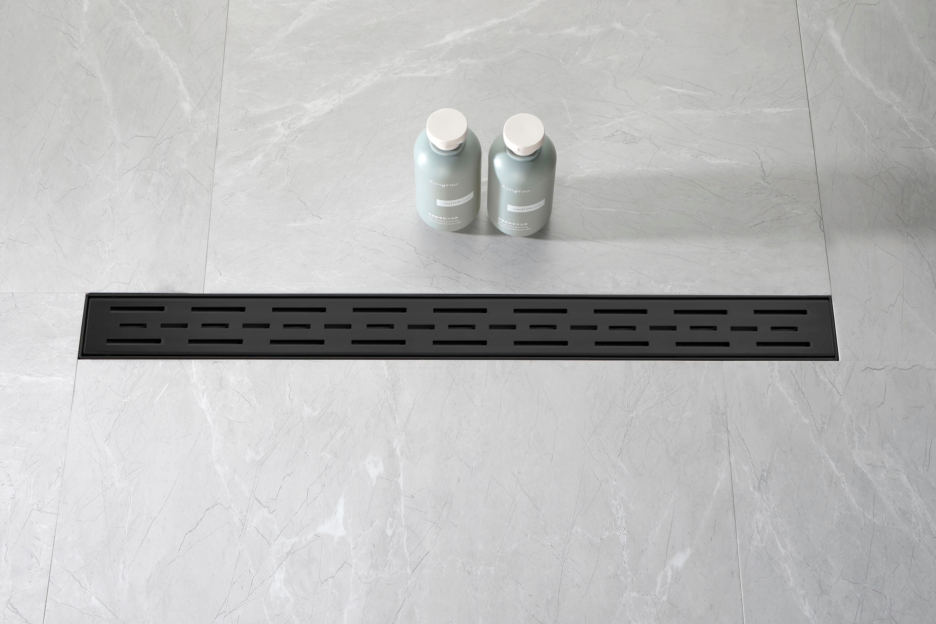Huluwat - 28 Inch Linear Shower Drain with Removable Brick Patterned Grate Cover 304 Stainless St...
