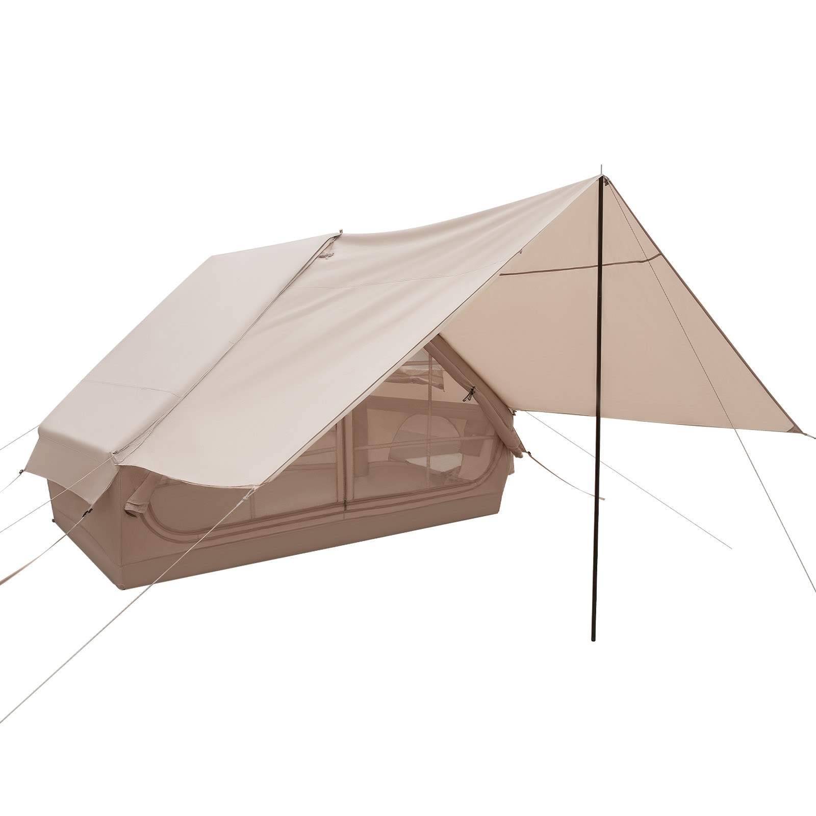 Slickblue Inflatable Camping Tent - Polyester-Mixed Cotton 6-Person Cabin Tent - Quick-Setup Design for Campgrounds and Backyards