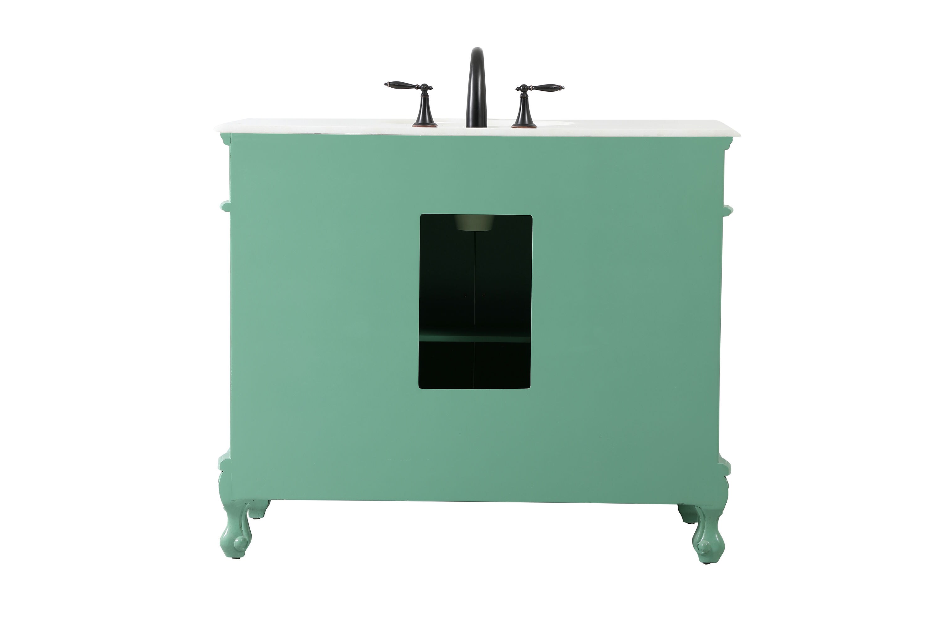 Vintage Mint Solid Wood Single Bathroom Vanity with Marble Top