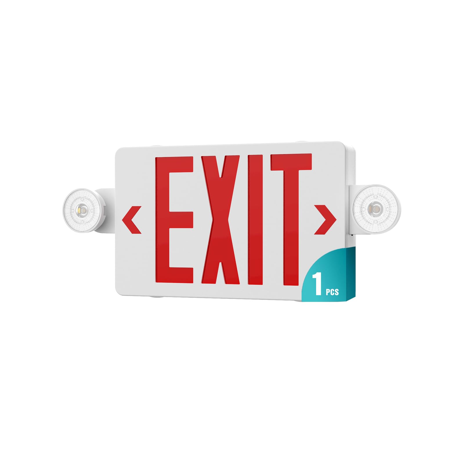Oyezvary  LED exit sign with emergency lights combo battery backup AC 120277V commercial wall or ceiling mount ETL listed 1 pack