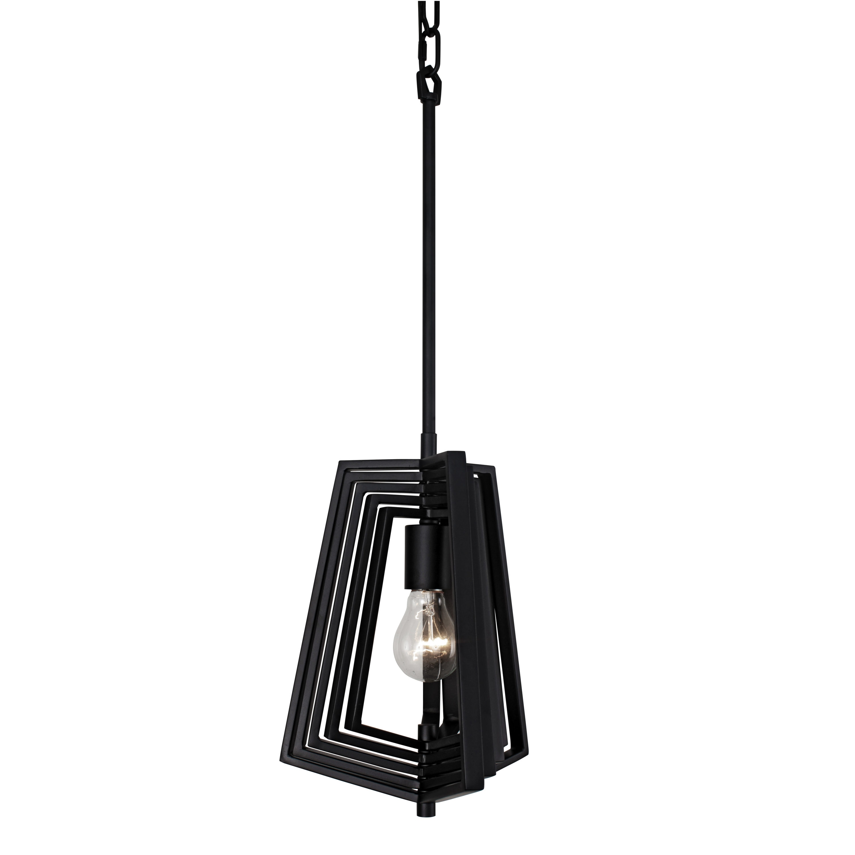 Gymnast Adjustable Triple-Arm Black Glass Art Deco Pendant