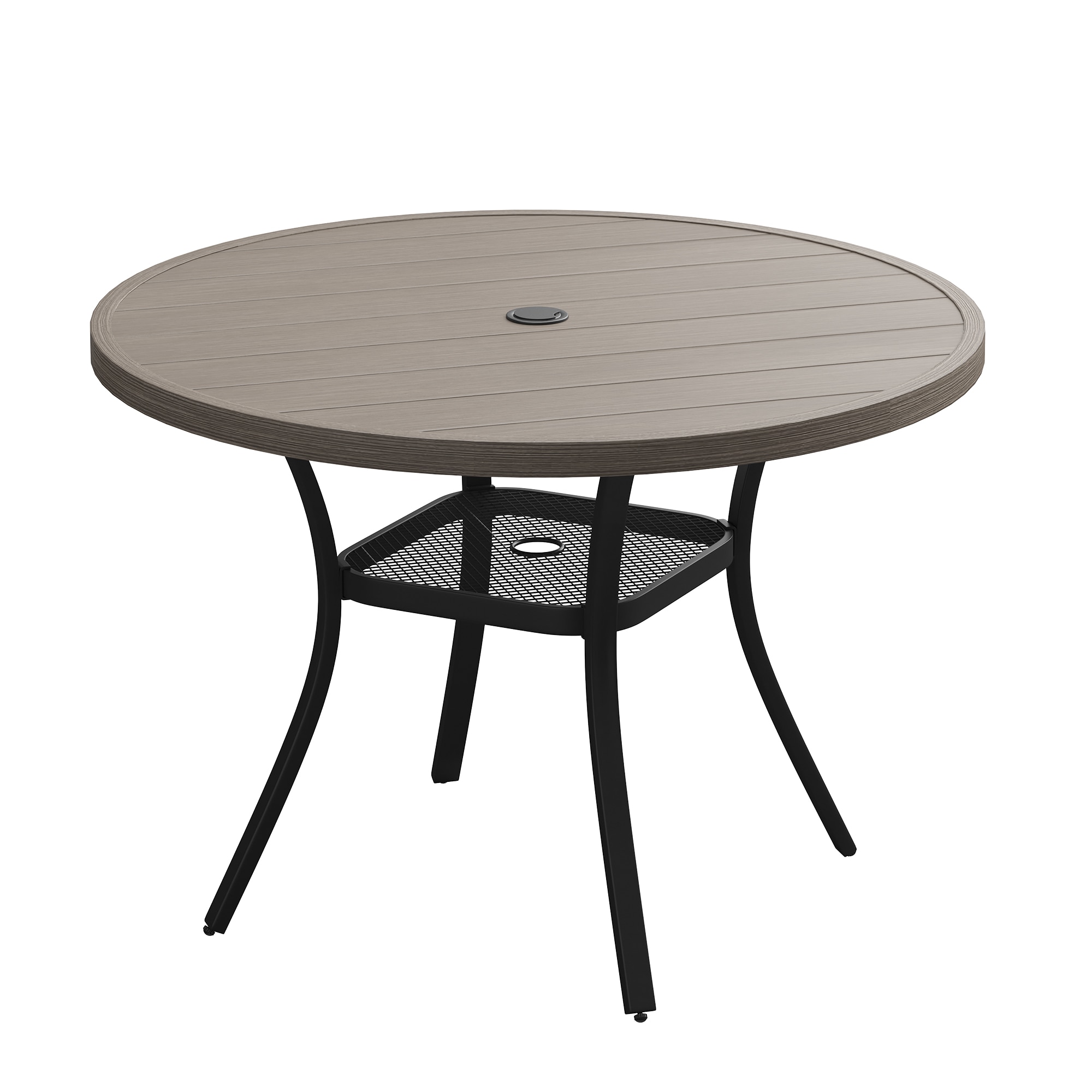 VICLLAX DTS05GY-LS-VC Patio Table Round Outdoor Dining Table 40.6-in W x 40.6-in L with Umbrella Hole
