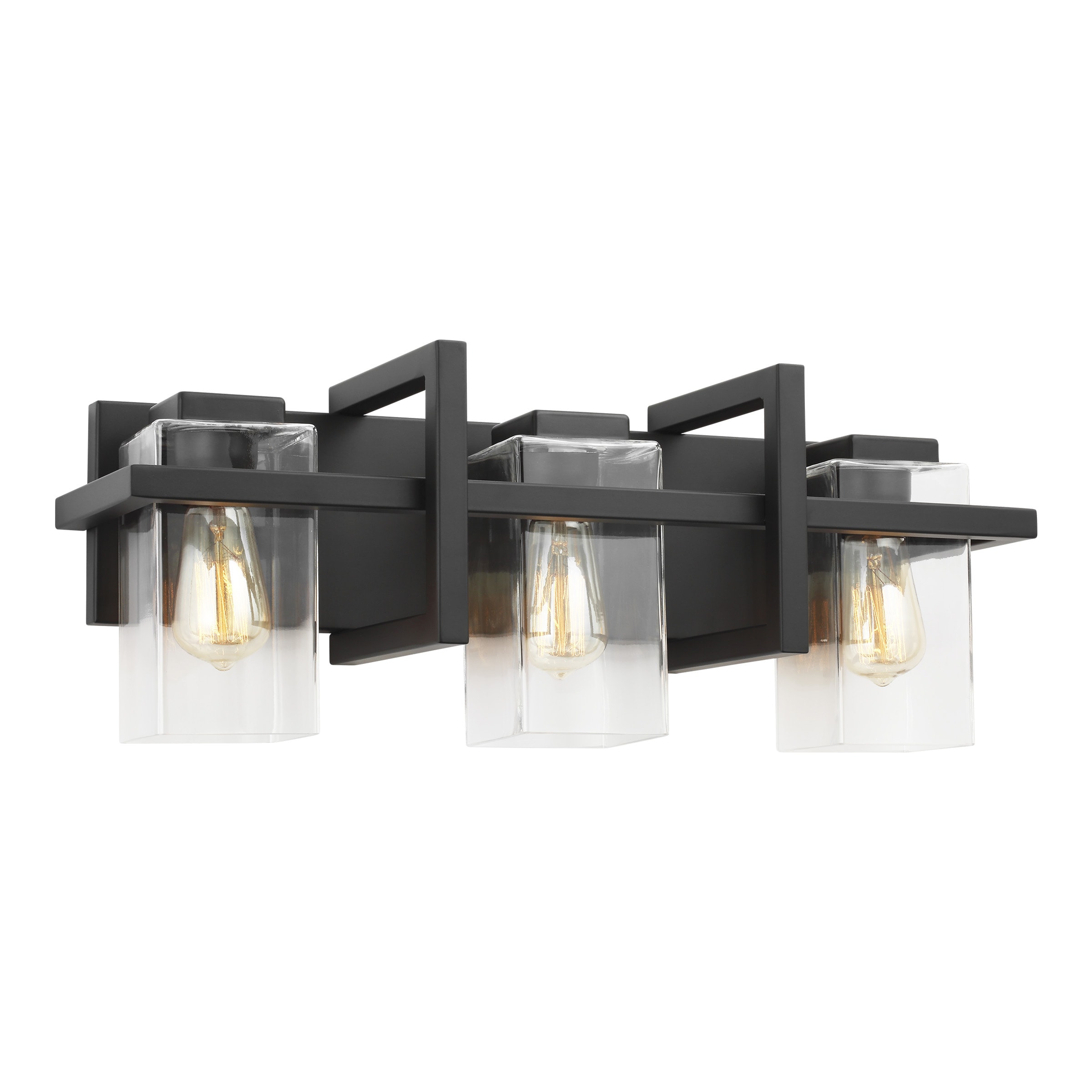 Mitte Midnight Black 3-Light Industrial Bath Vanity with Clear Glass