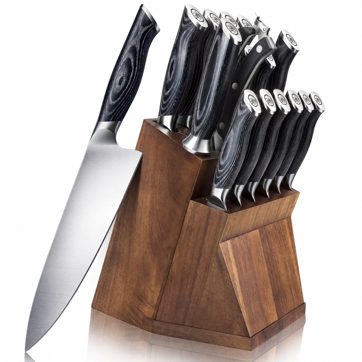 KIWDZFU  Knife Sets for Kitchen with Block Knife Block Set Japanese Super Steel Kitchen Knife Sets with Removable Block K133 Ergonomic Handle