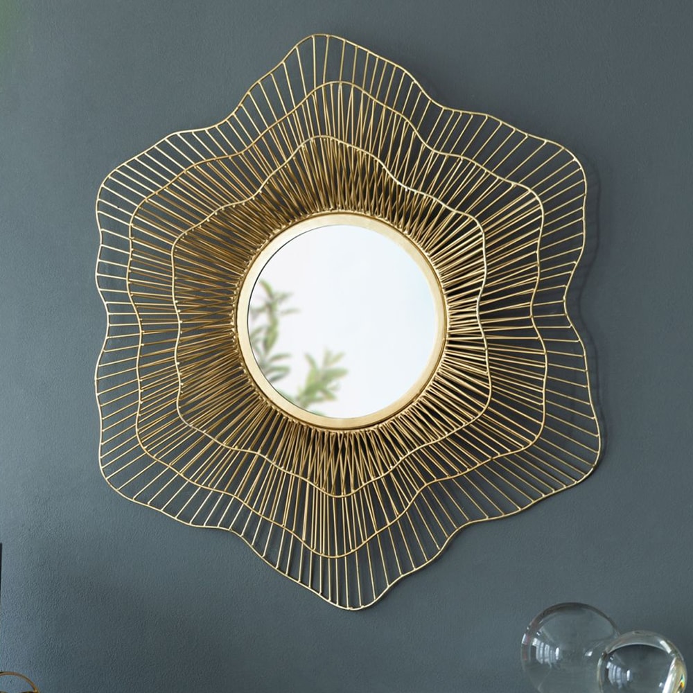 Blisstyle ZZZ1445UHTEUY PREMIUM 27-in x 27-in Polished Irregular Bathroom Vanity Mirror ( Gold )